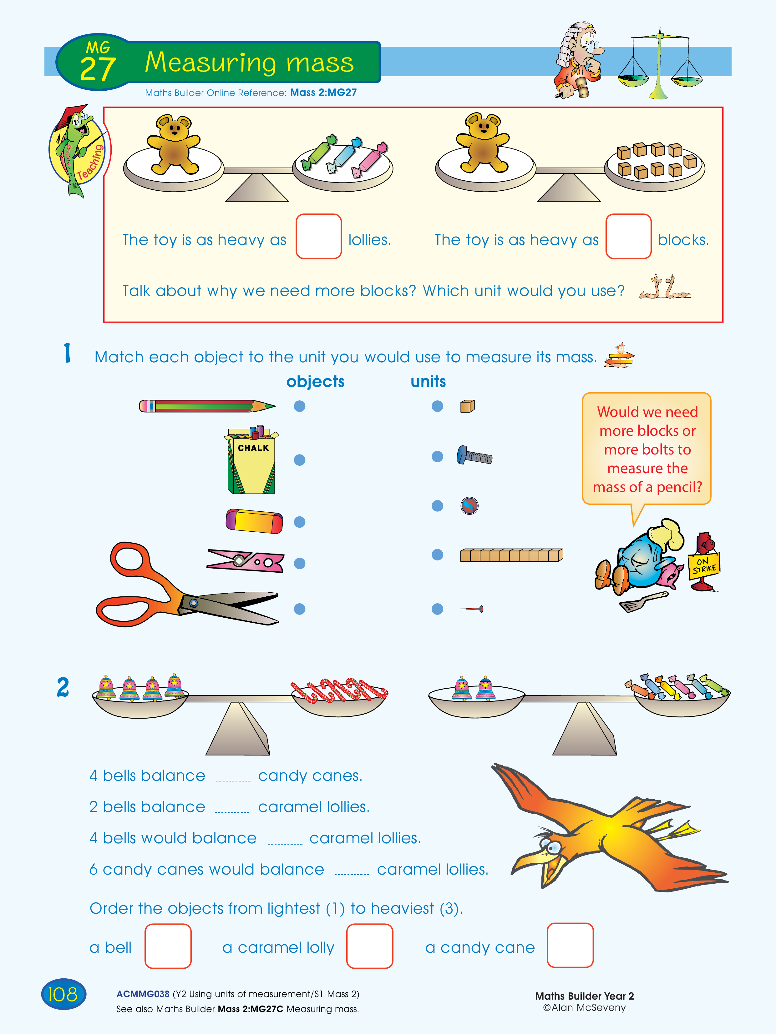 Measuring mass — worksheet preview