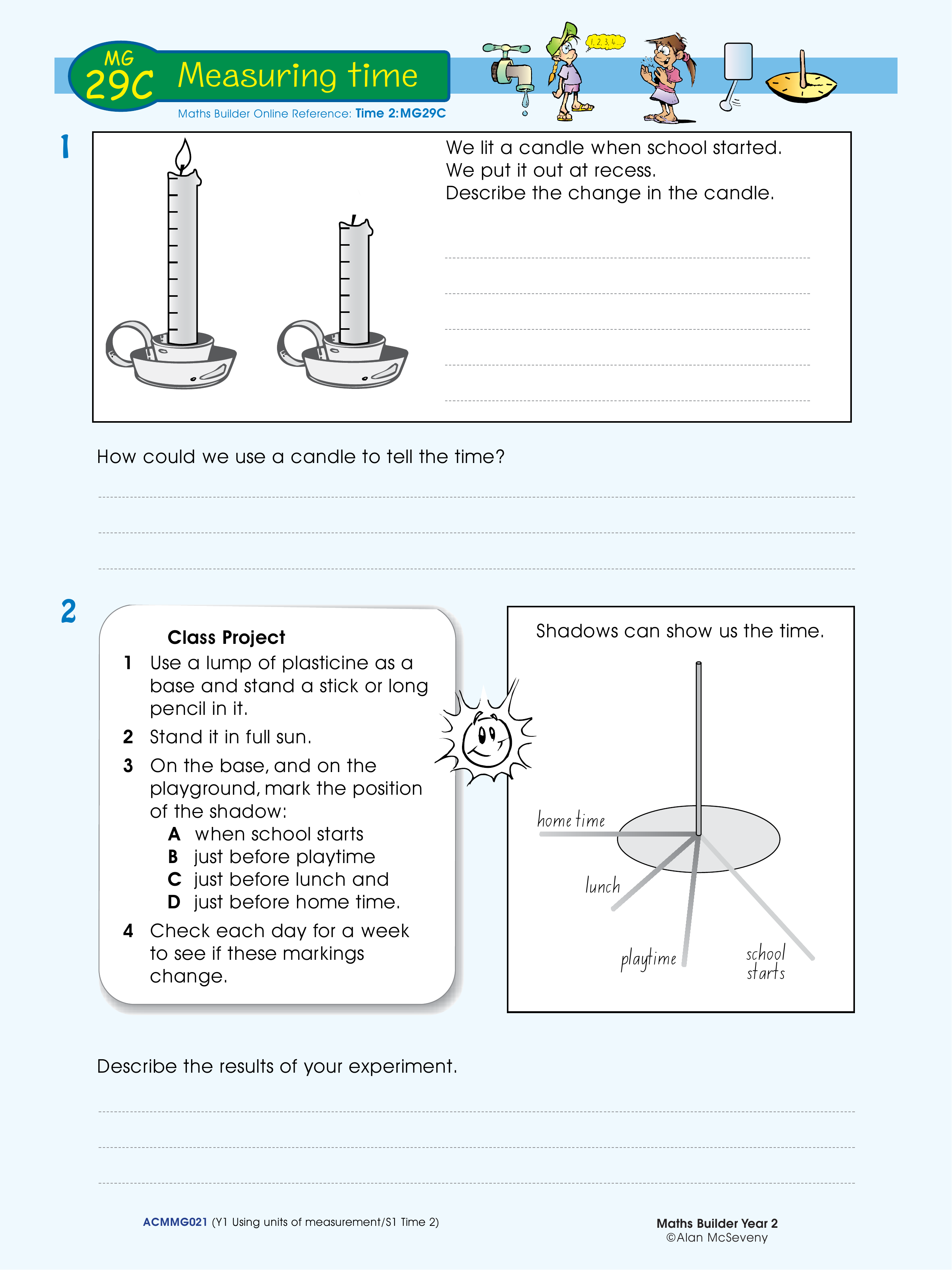 Measuring time — worksheet preview