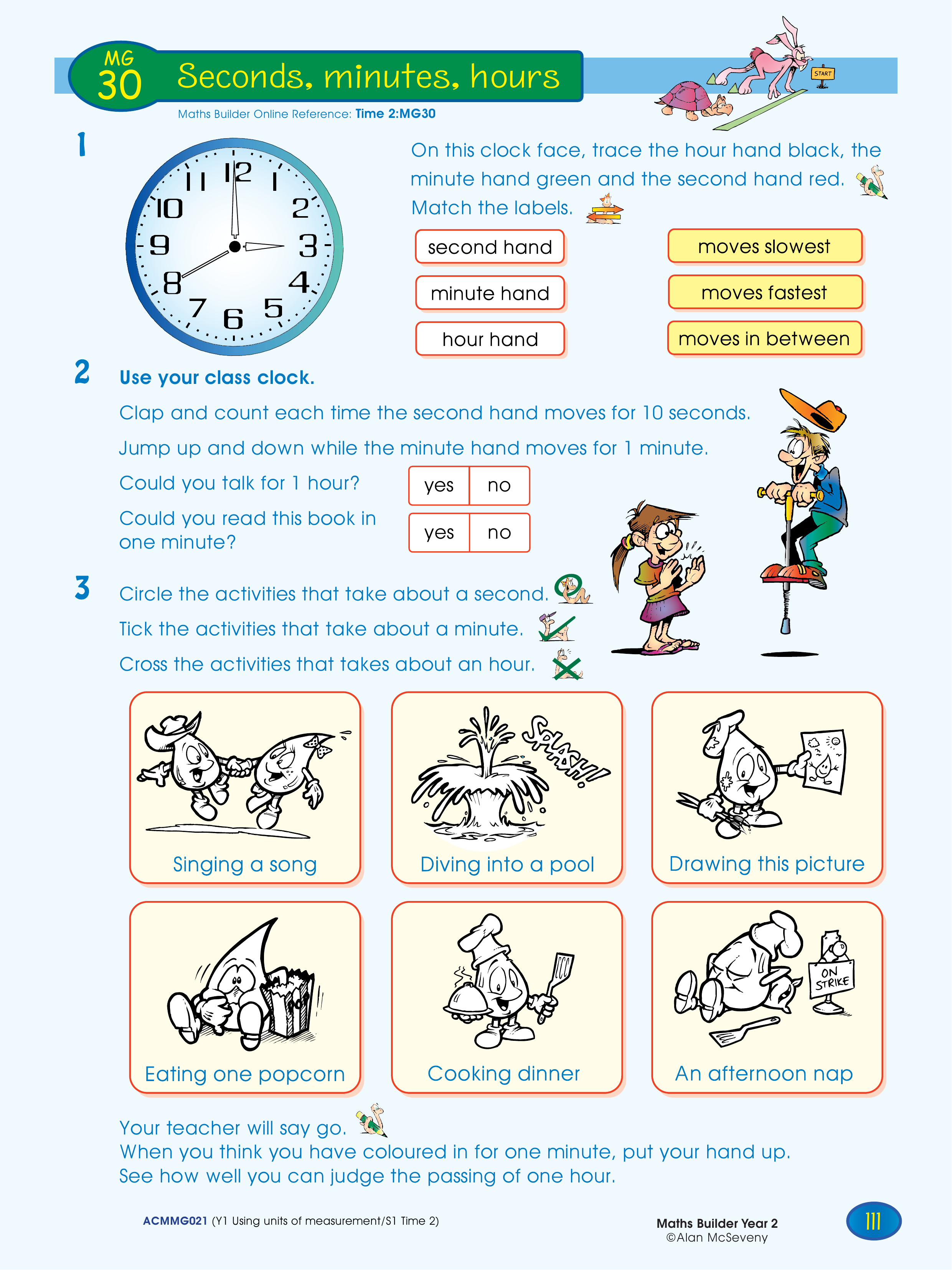 Seconds, minutes, hours — worksheet preview
