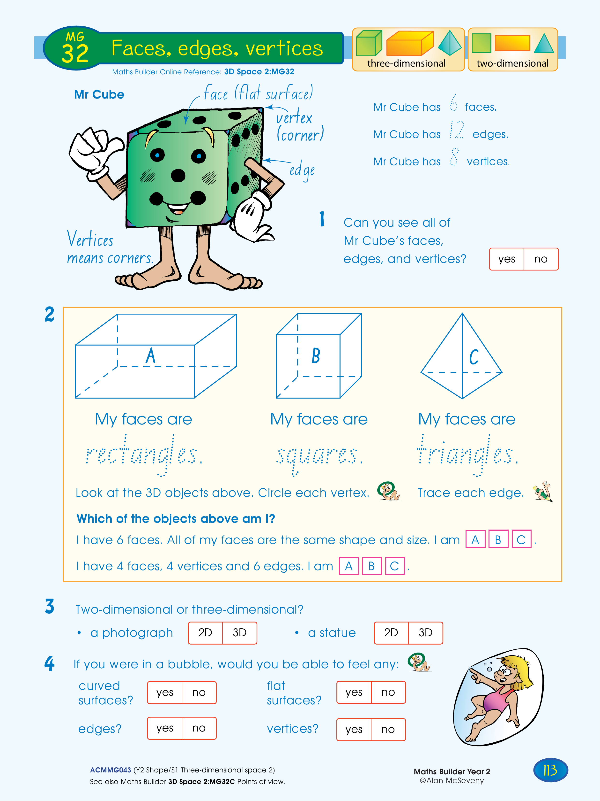 Faces, edges, vertices — worksheet preview