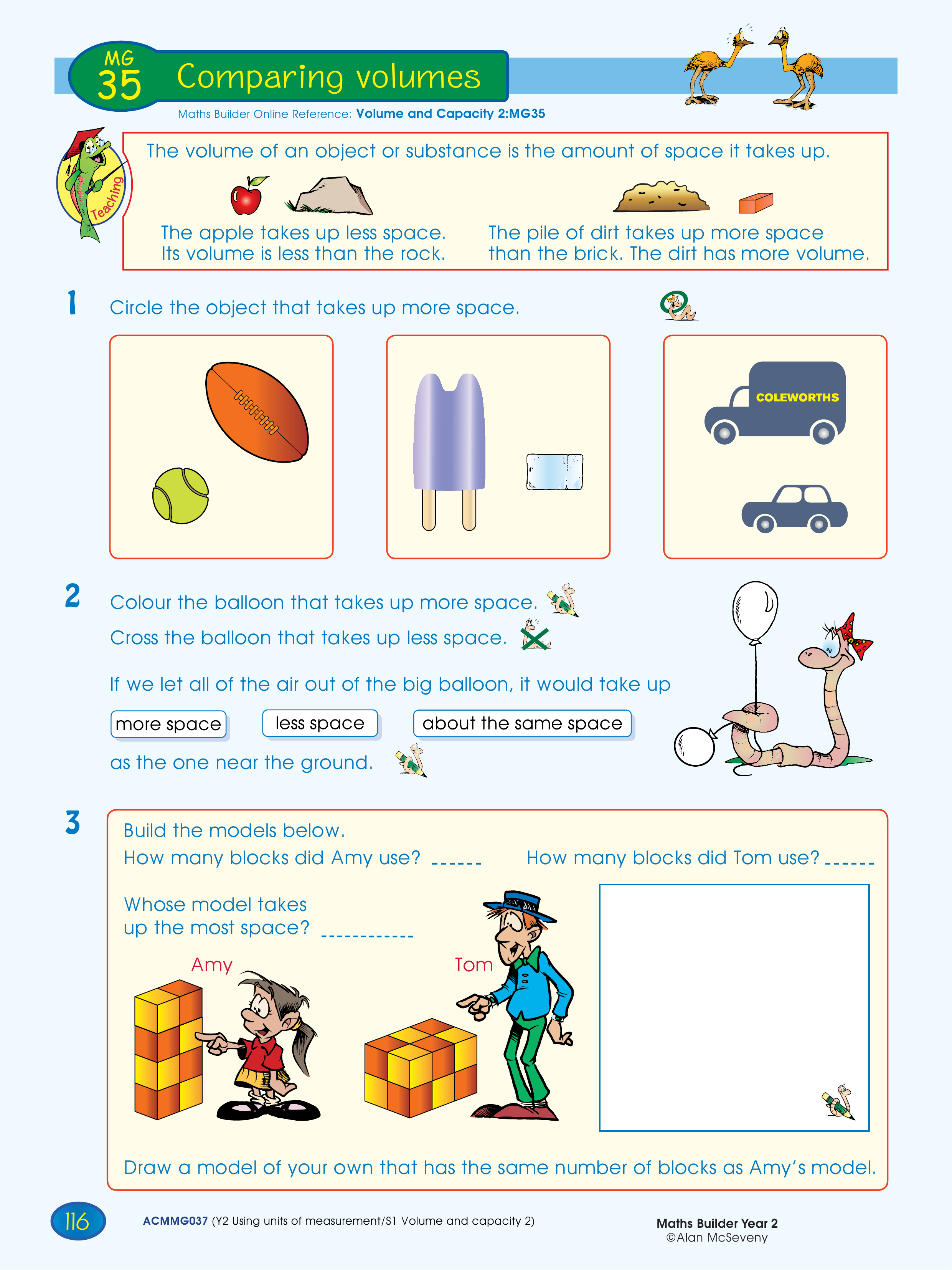 Comparing volumes — worksheet preview