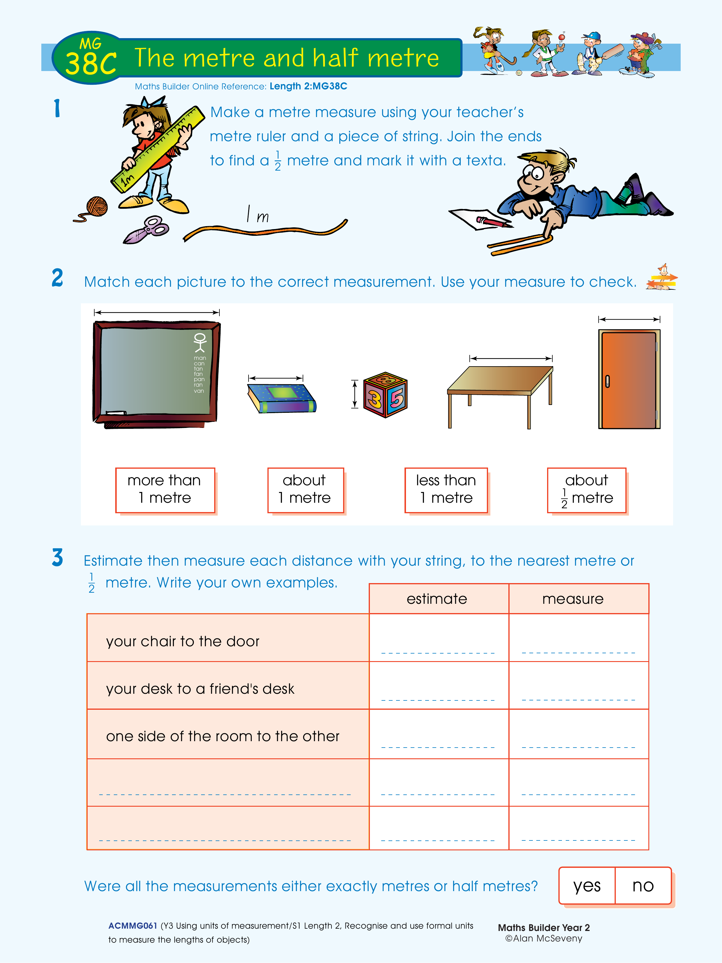 The metre and half metre — worksheet preview