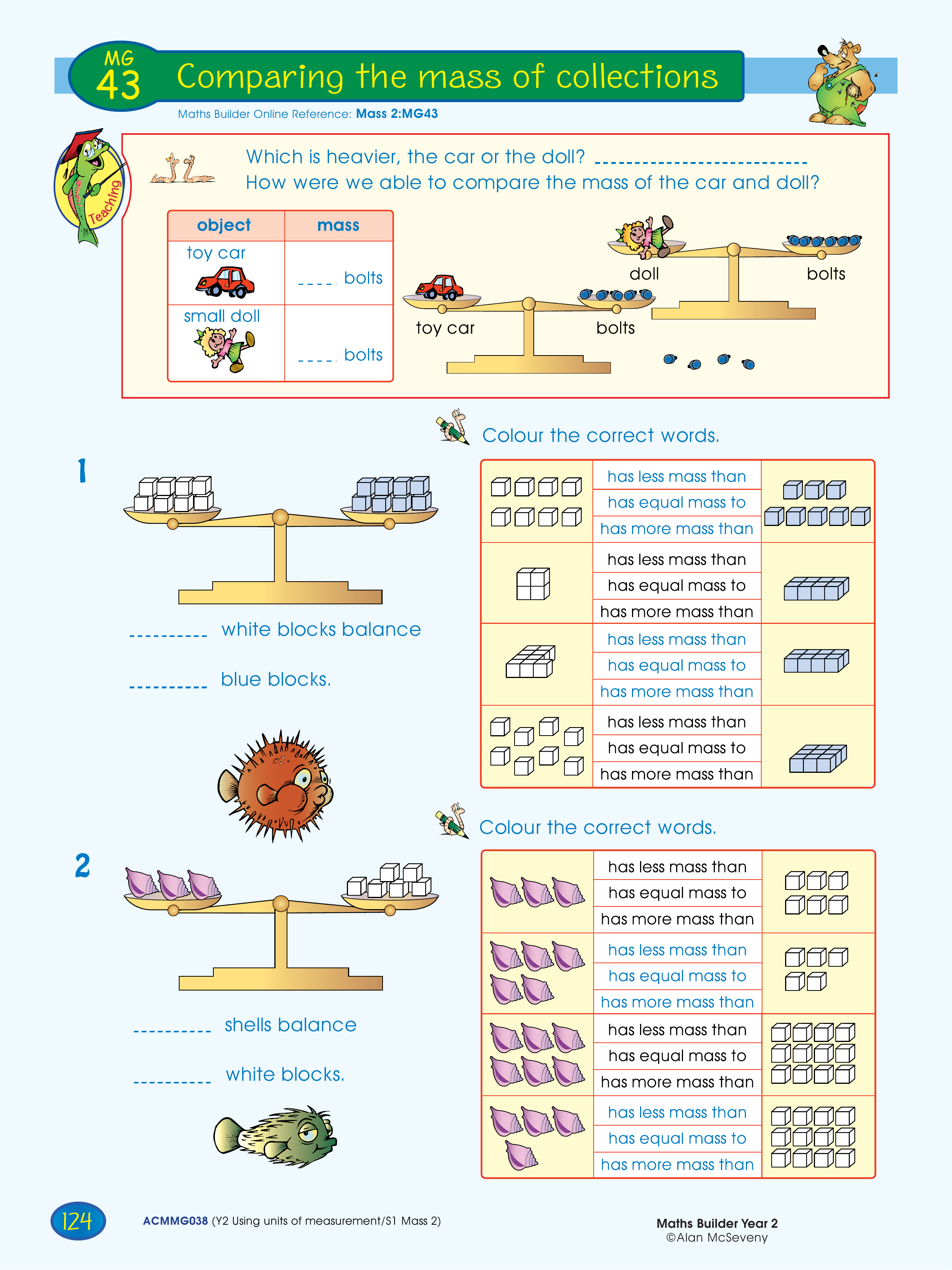 Comparing the mass of collections — worksheet preview