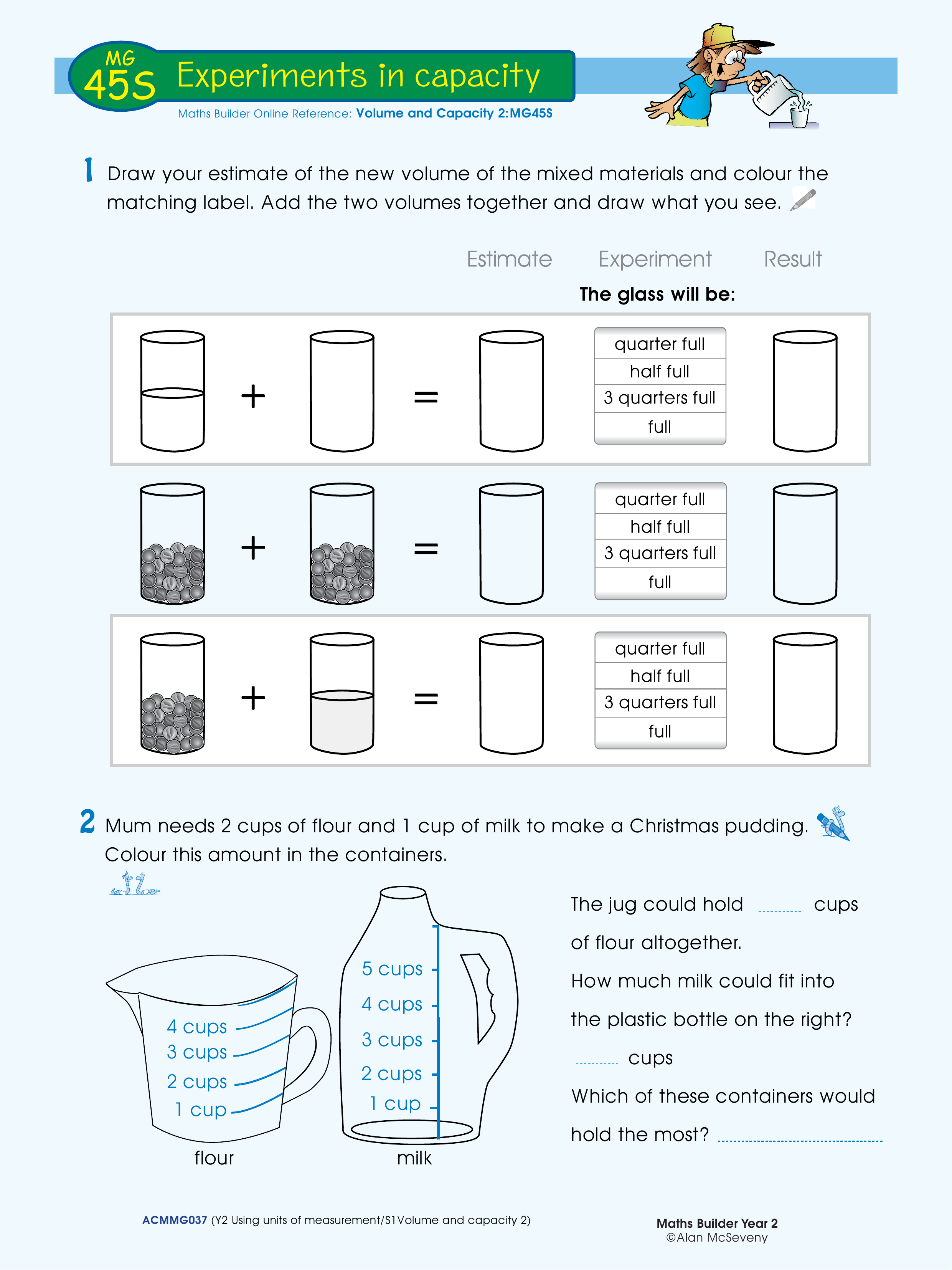 Experiments in capacity — worksheet preview