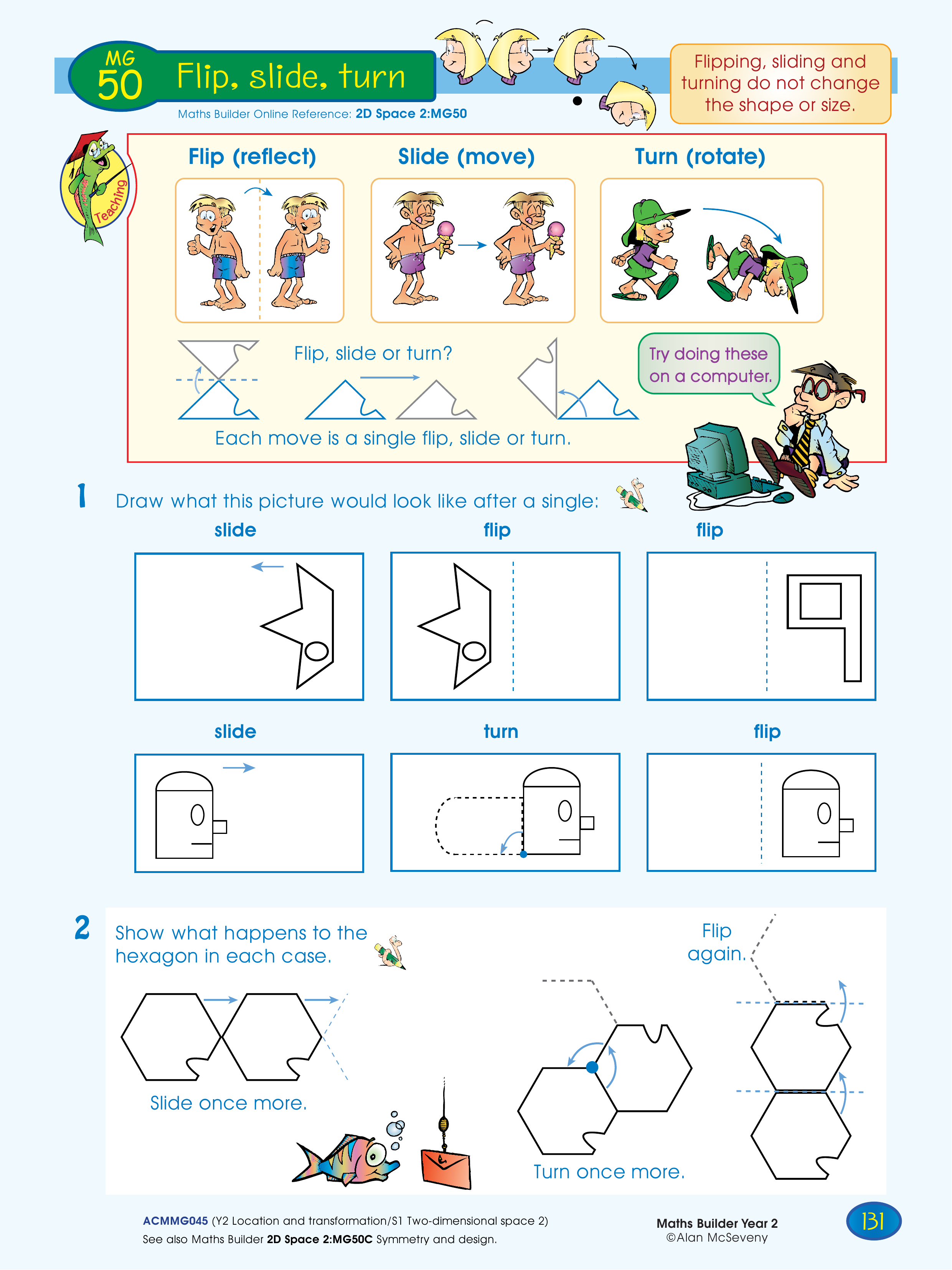 Flip, slide and turn — worksheet preview