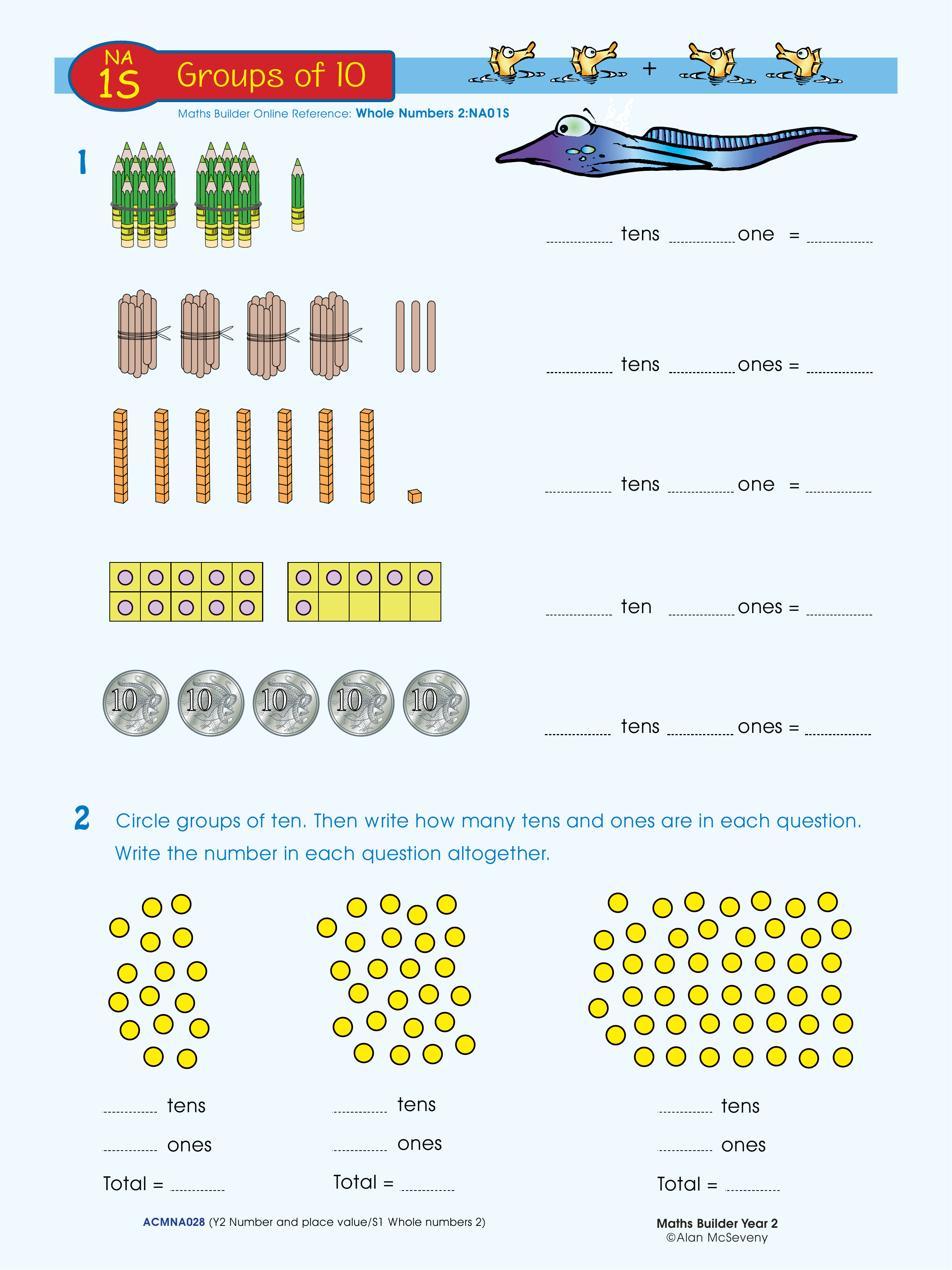 Groups of 10 — worksheet preview