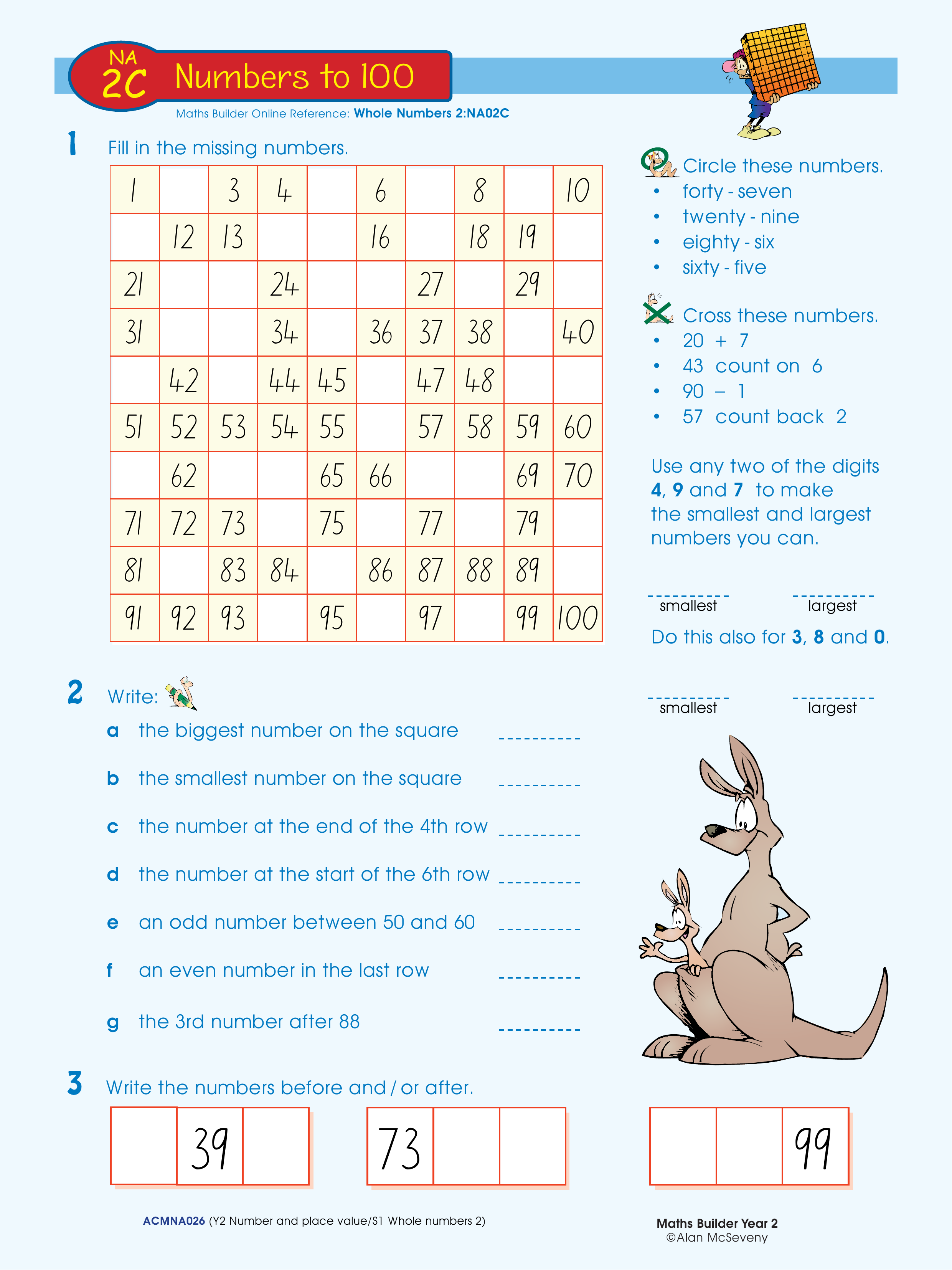 Numbers to 100 — worksheet preview