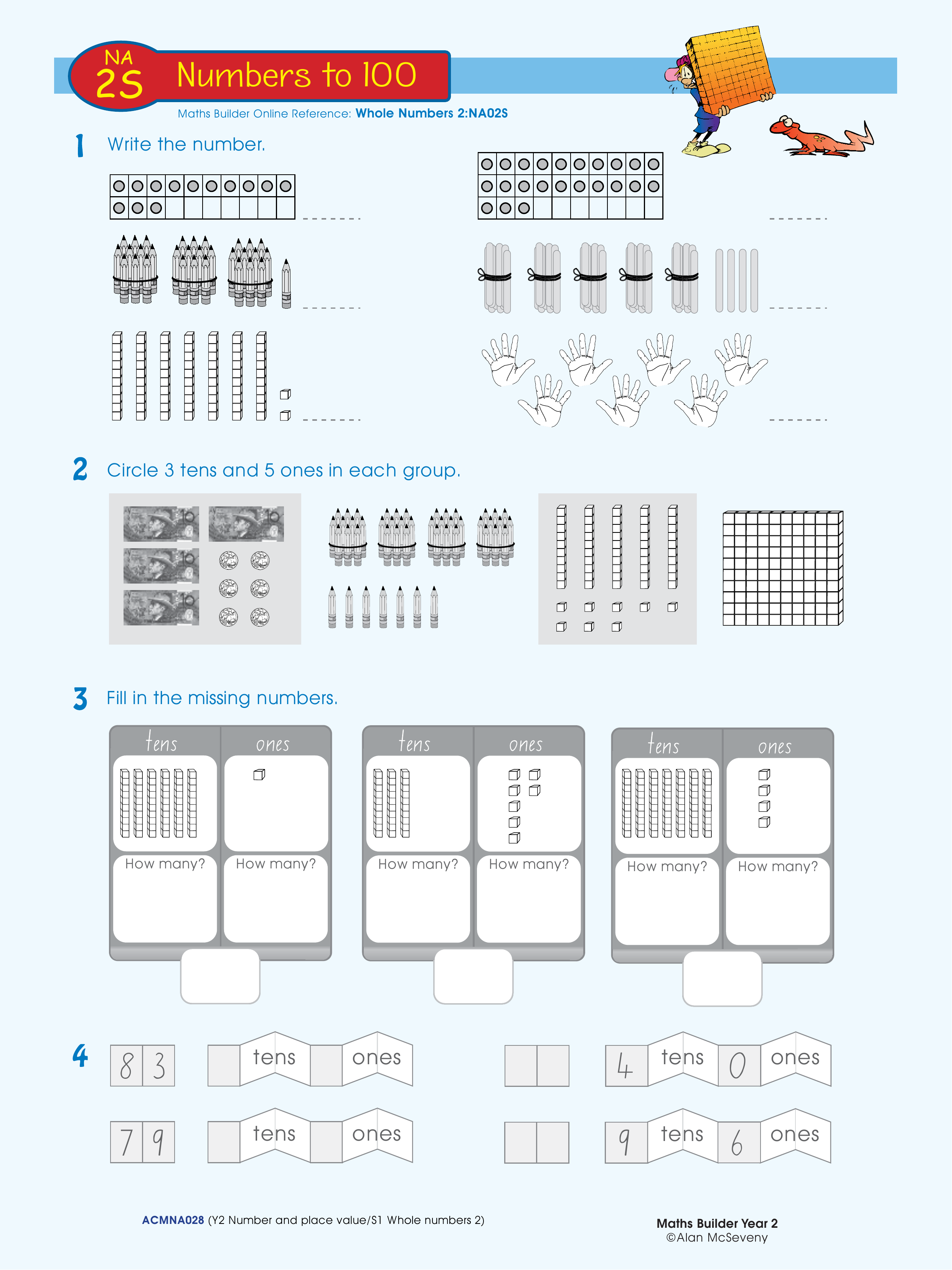 Numbers to 100 — worksheet preview