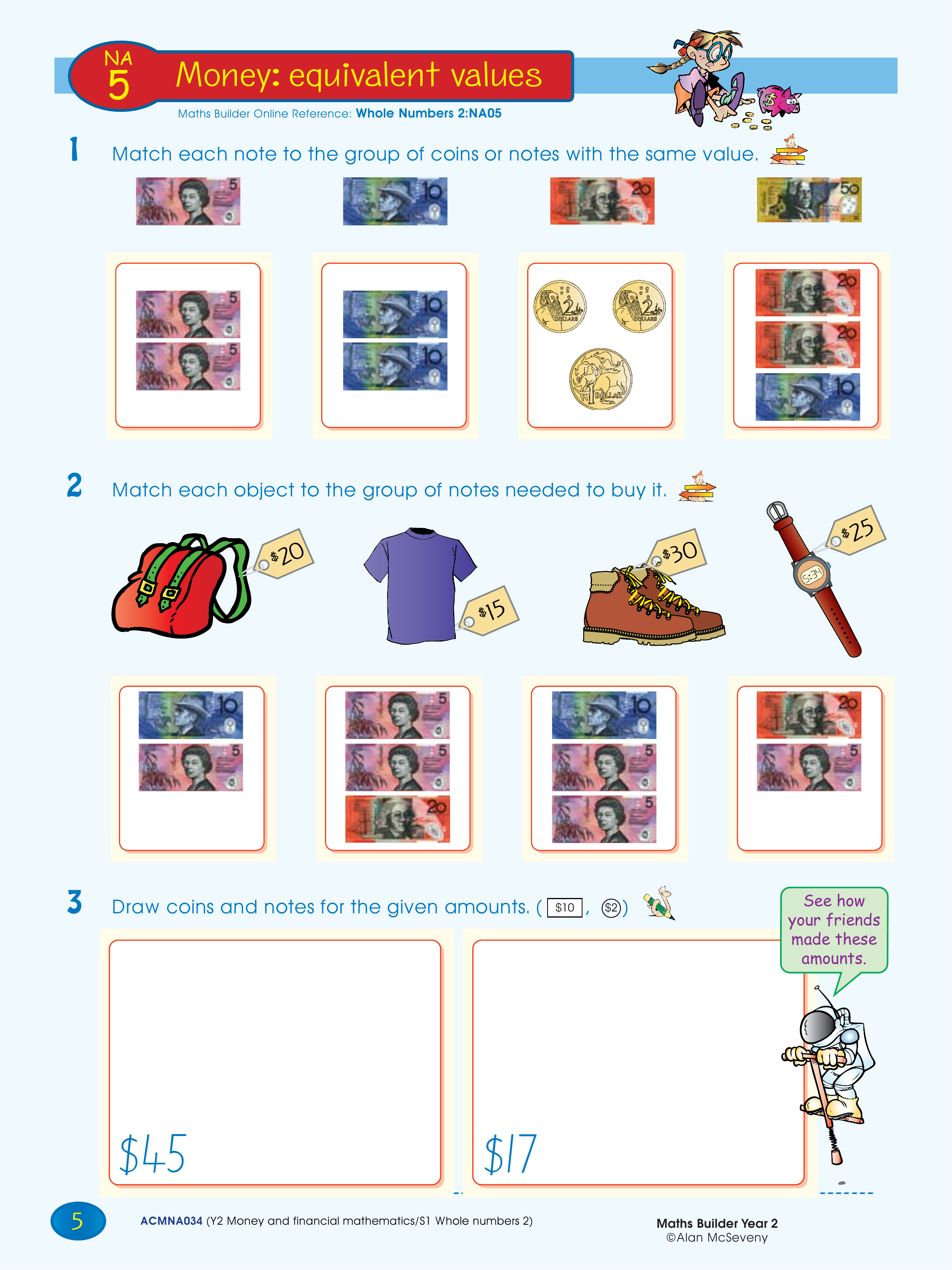 Money: equivalent values — worksheet preview