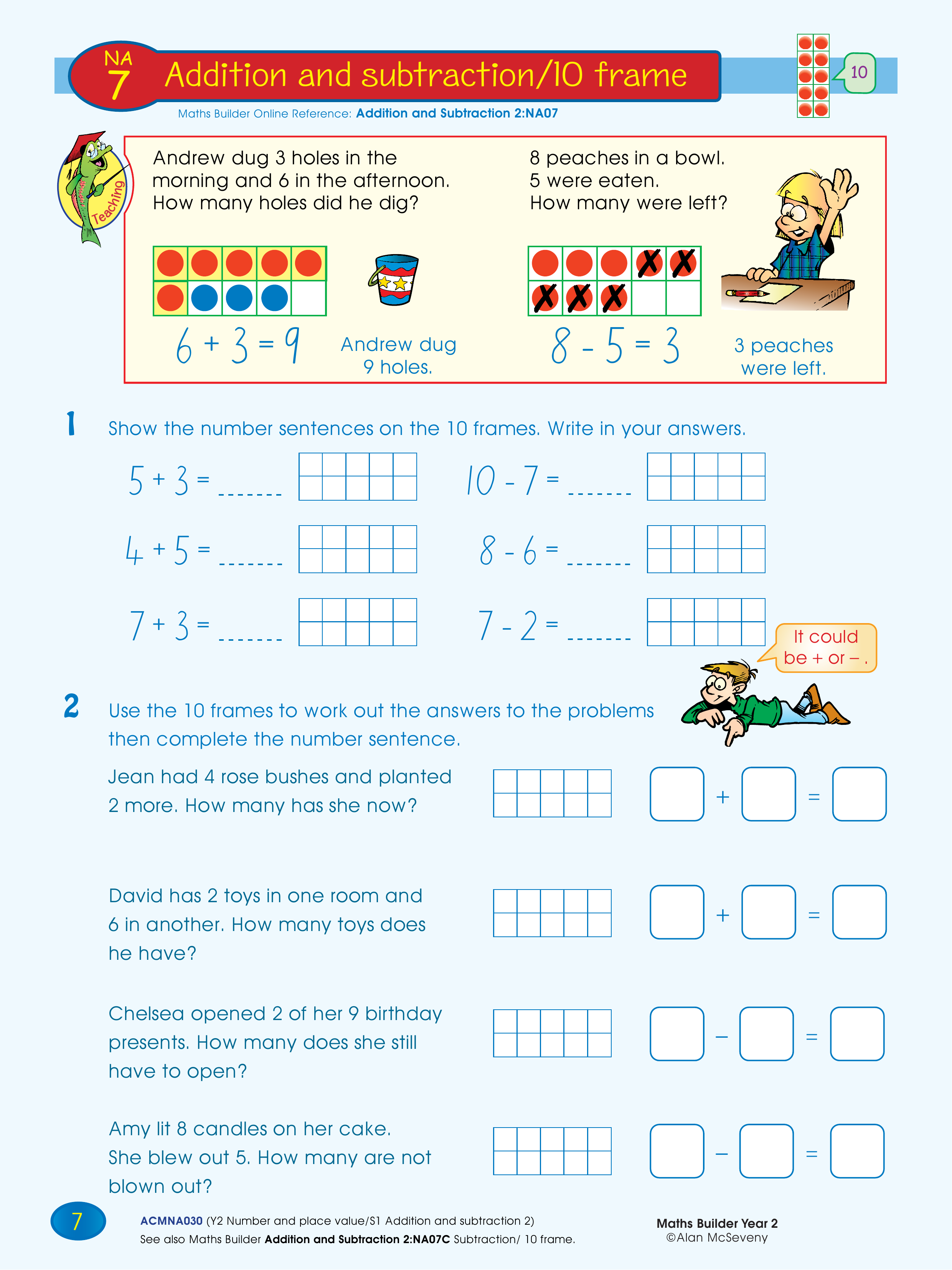 Addition and subtraction/10 frame — worksheet preview