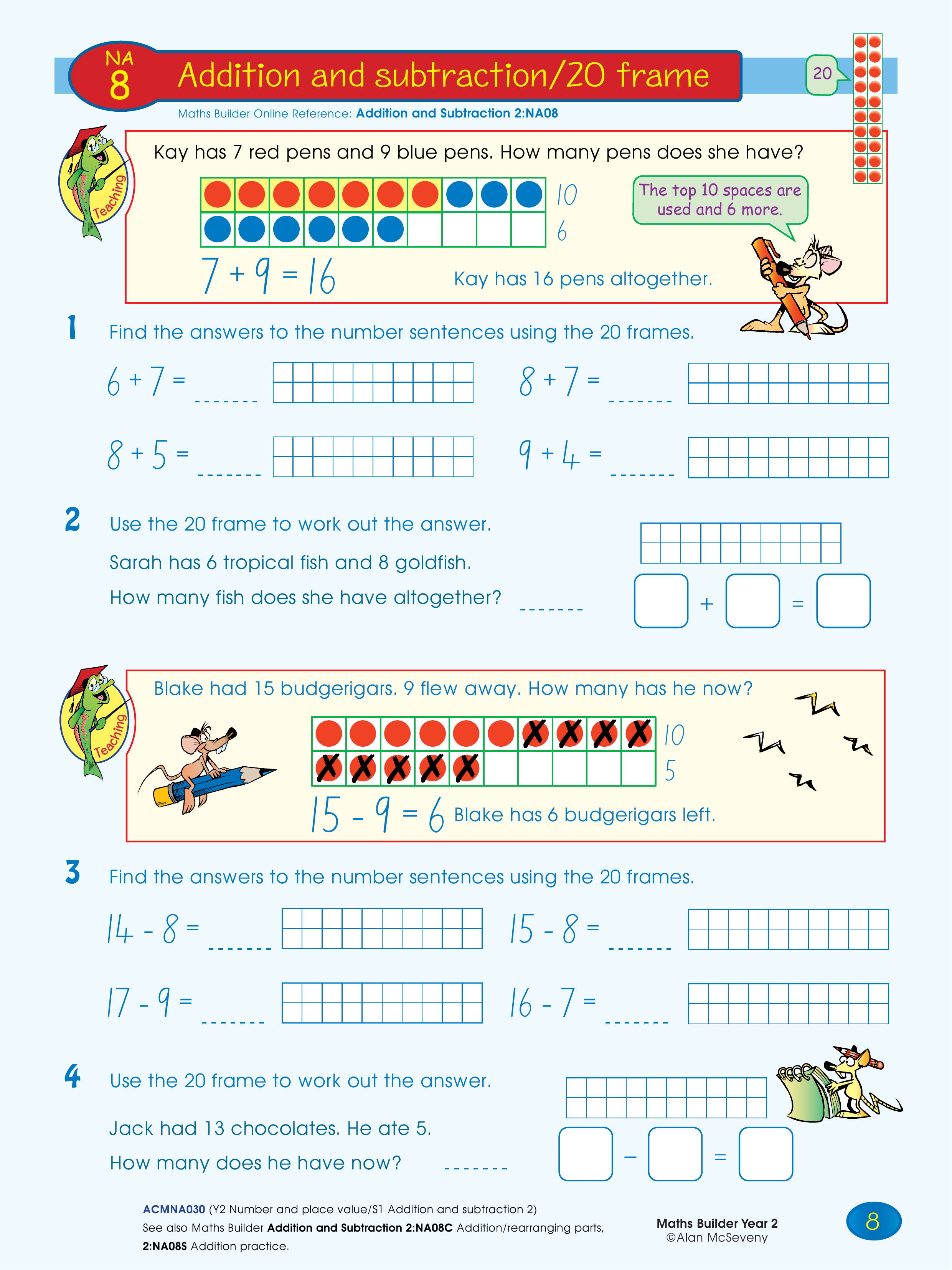 Addition and subtraction/20 frame — worksheet preview