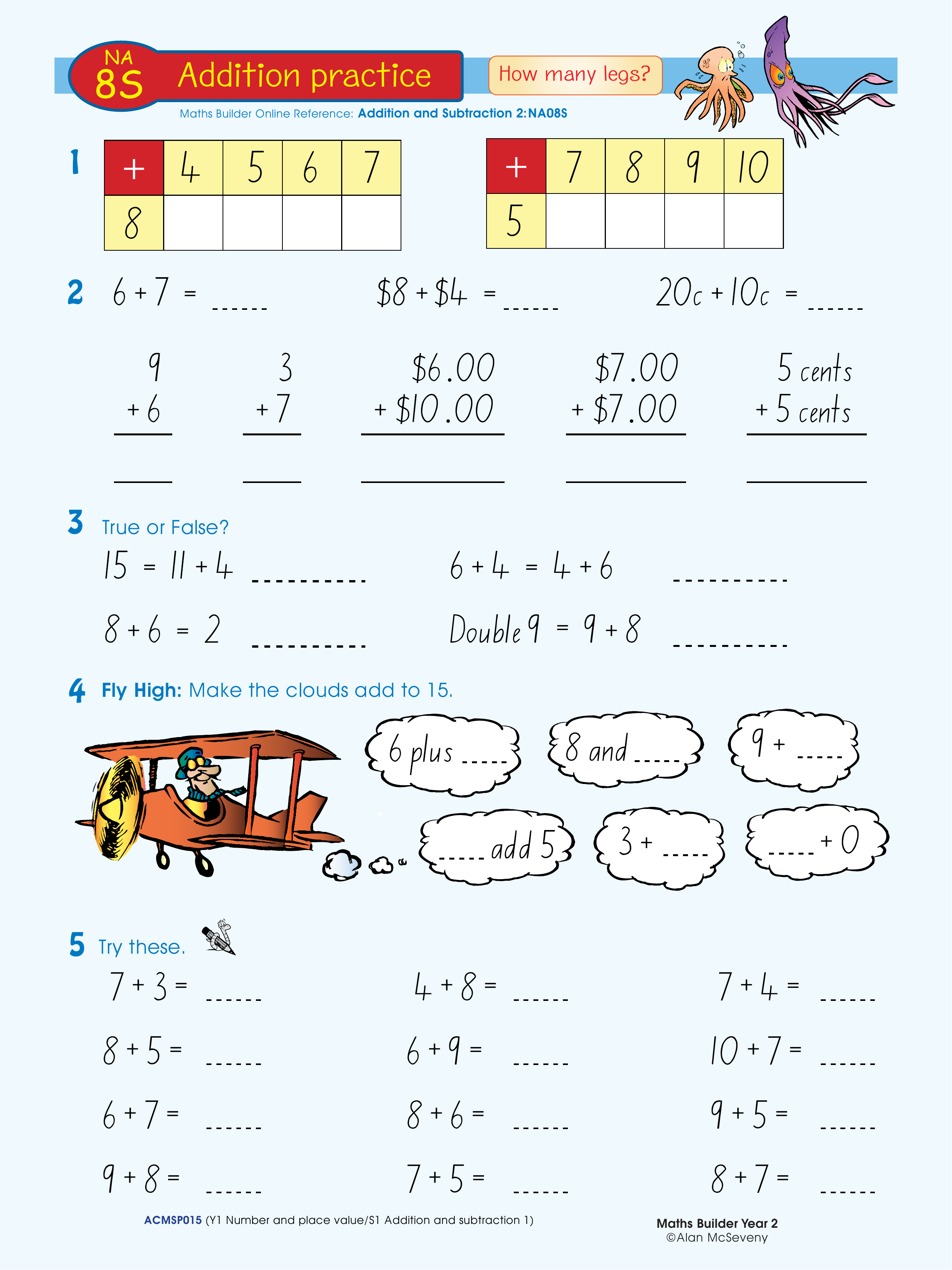 Addition practice — worksheet preview