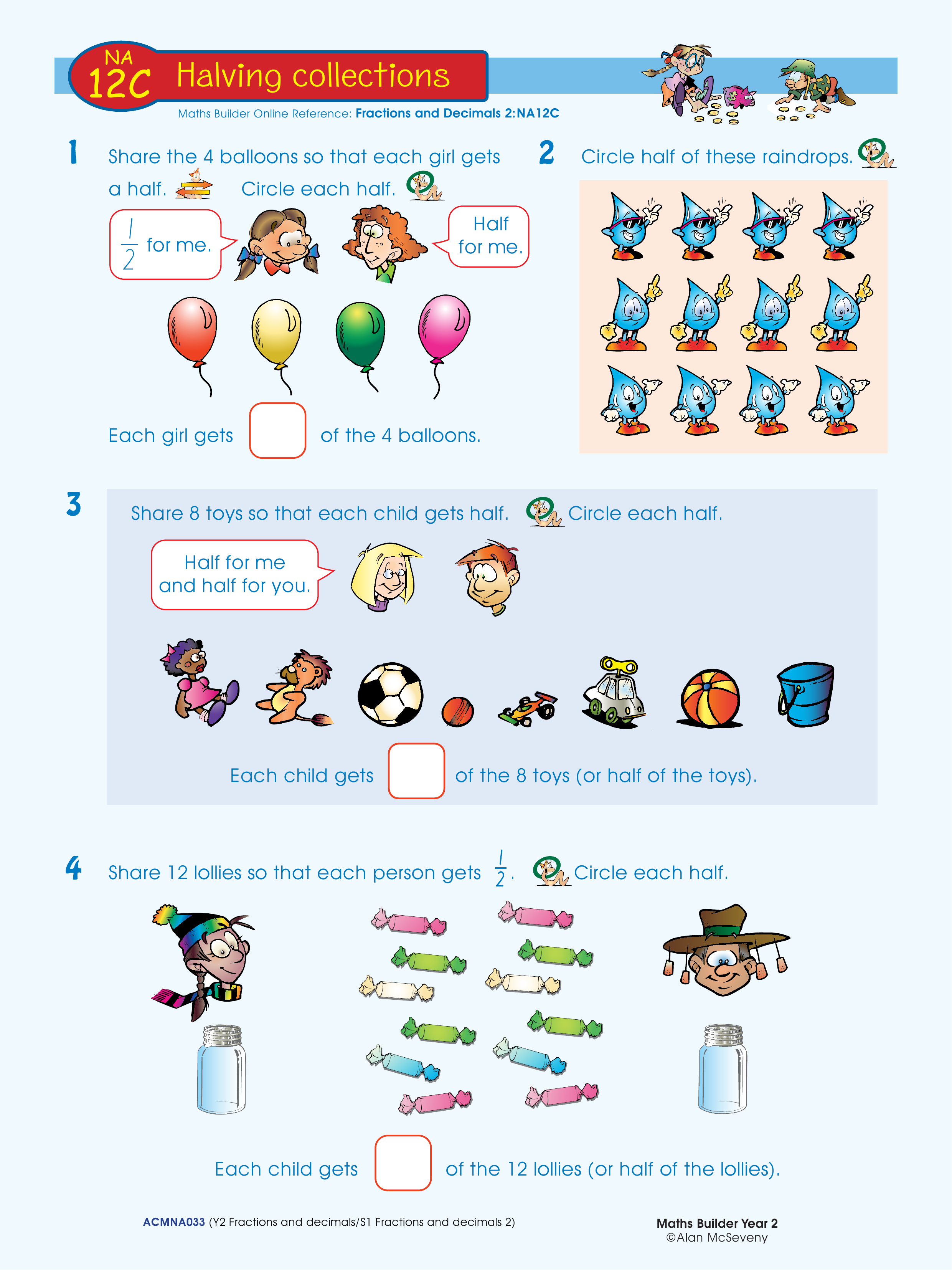 Halving collections — worksheet preview