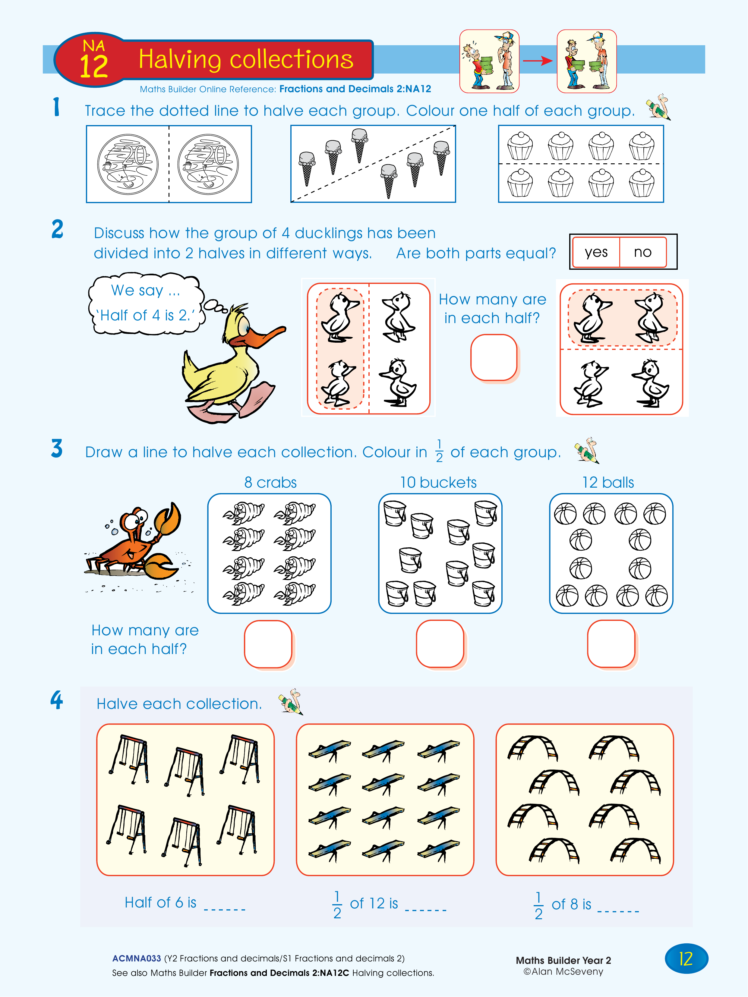 Halving collections — worksheet preview