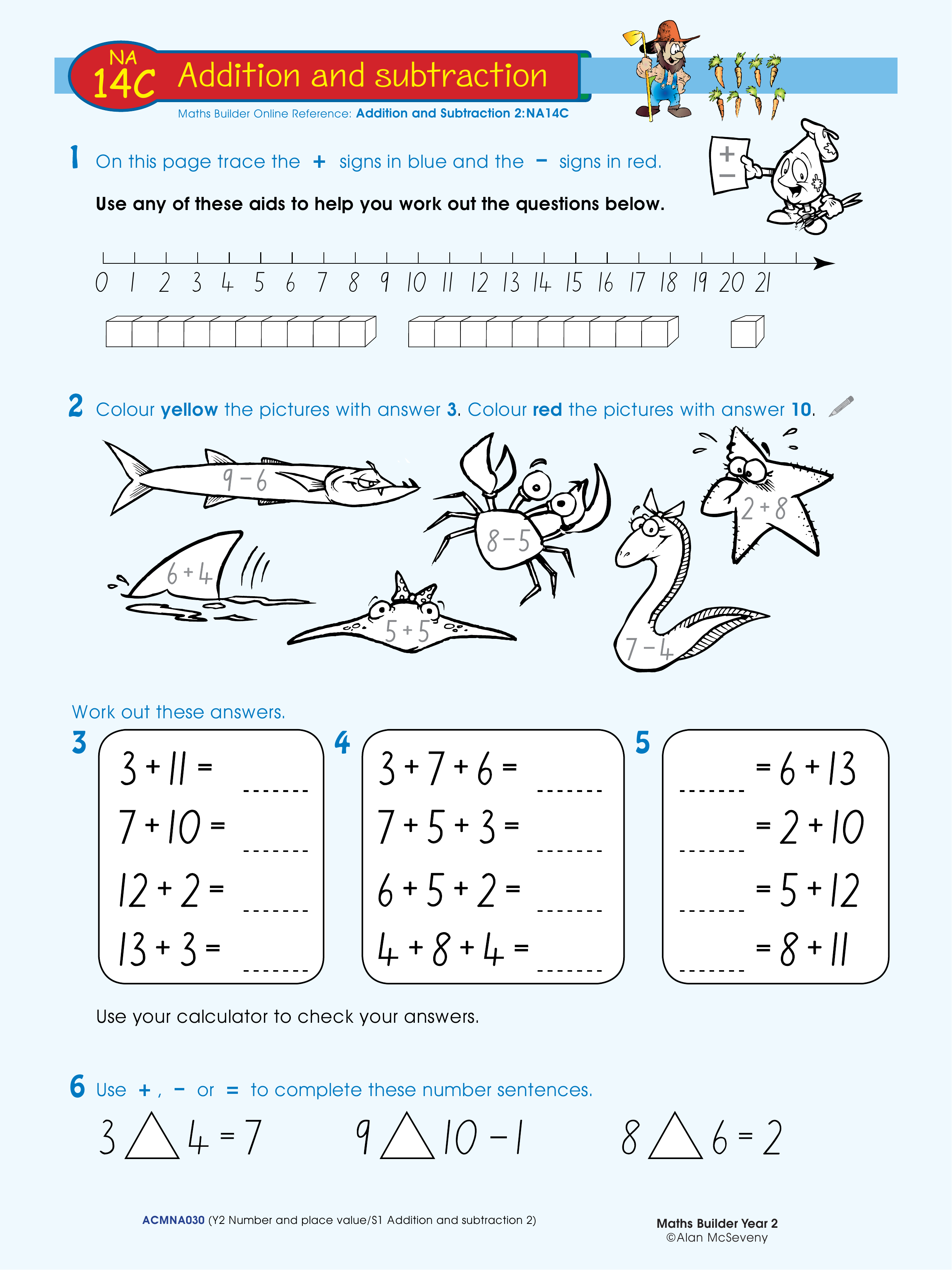 Addition and subtraction — worksheet preview