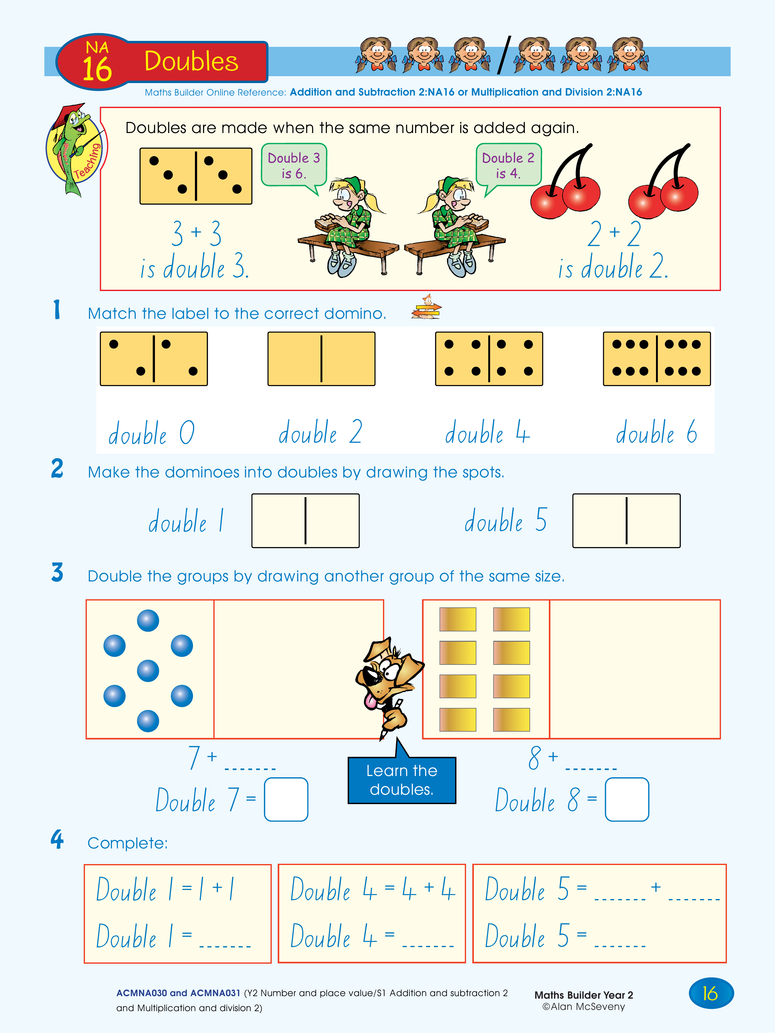 Doubles — worksheet preview