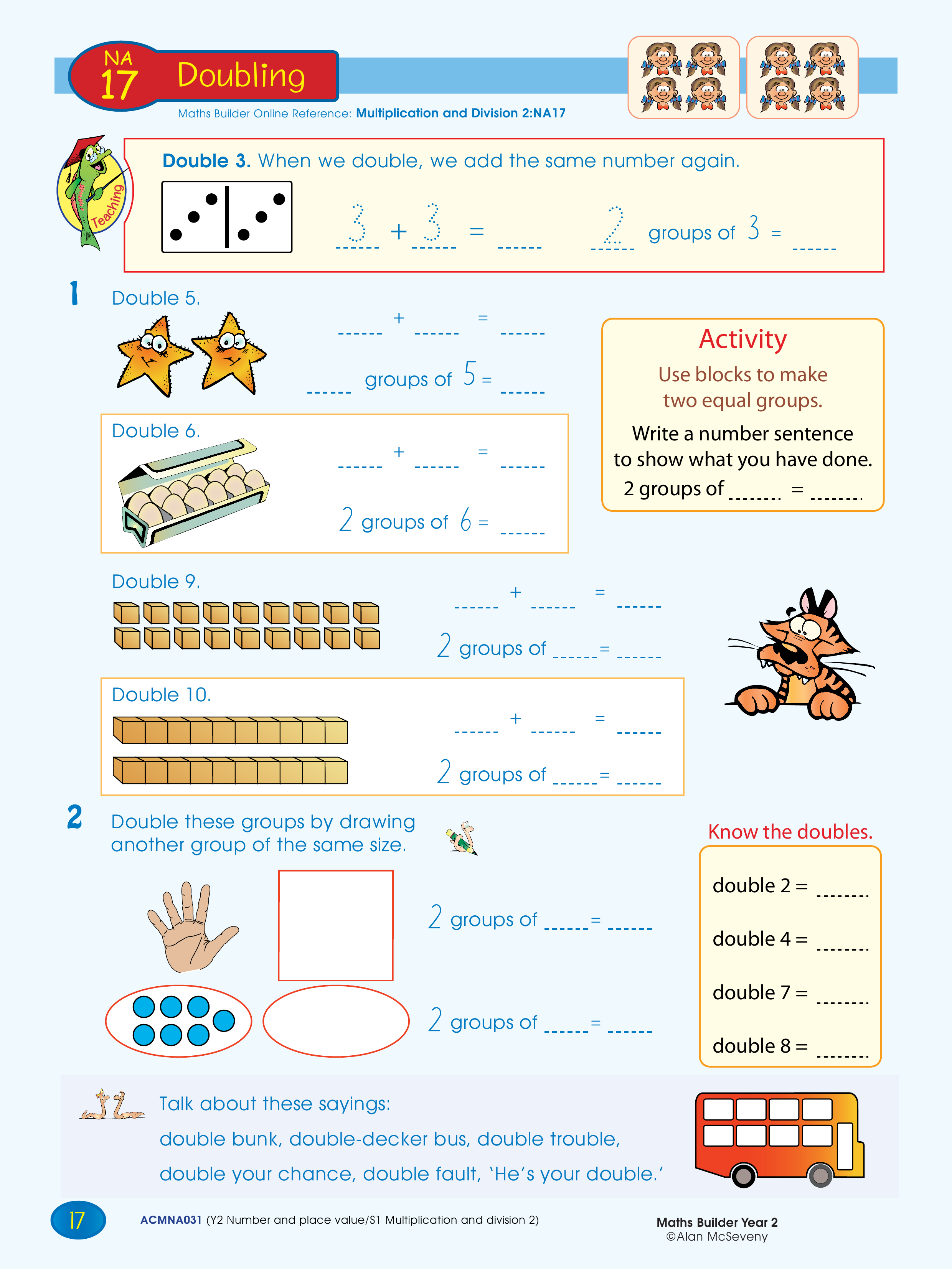 Doubling — worksheet preview