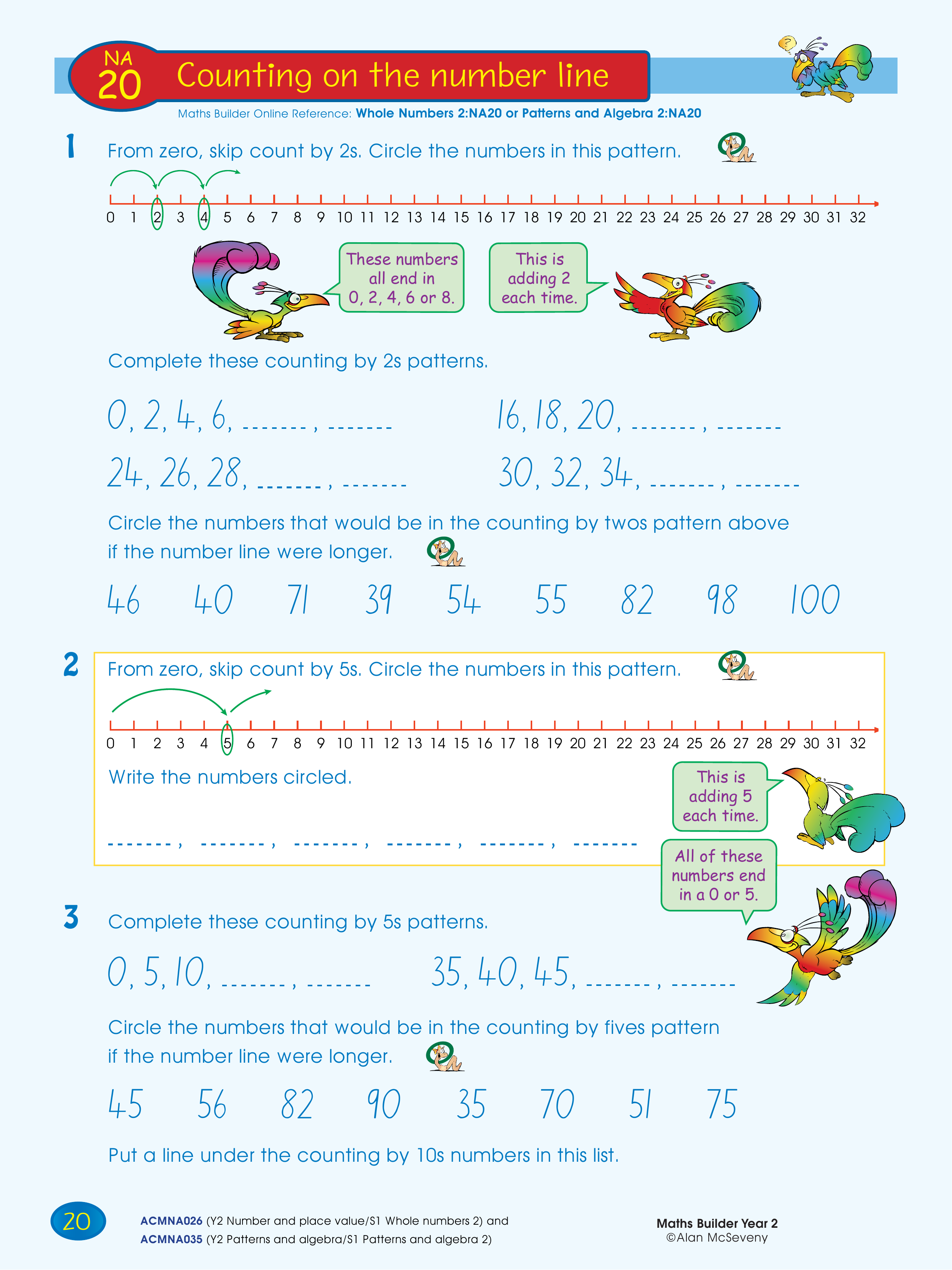 Counting on the number line — worksheet preview