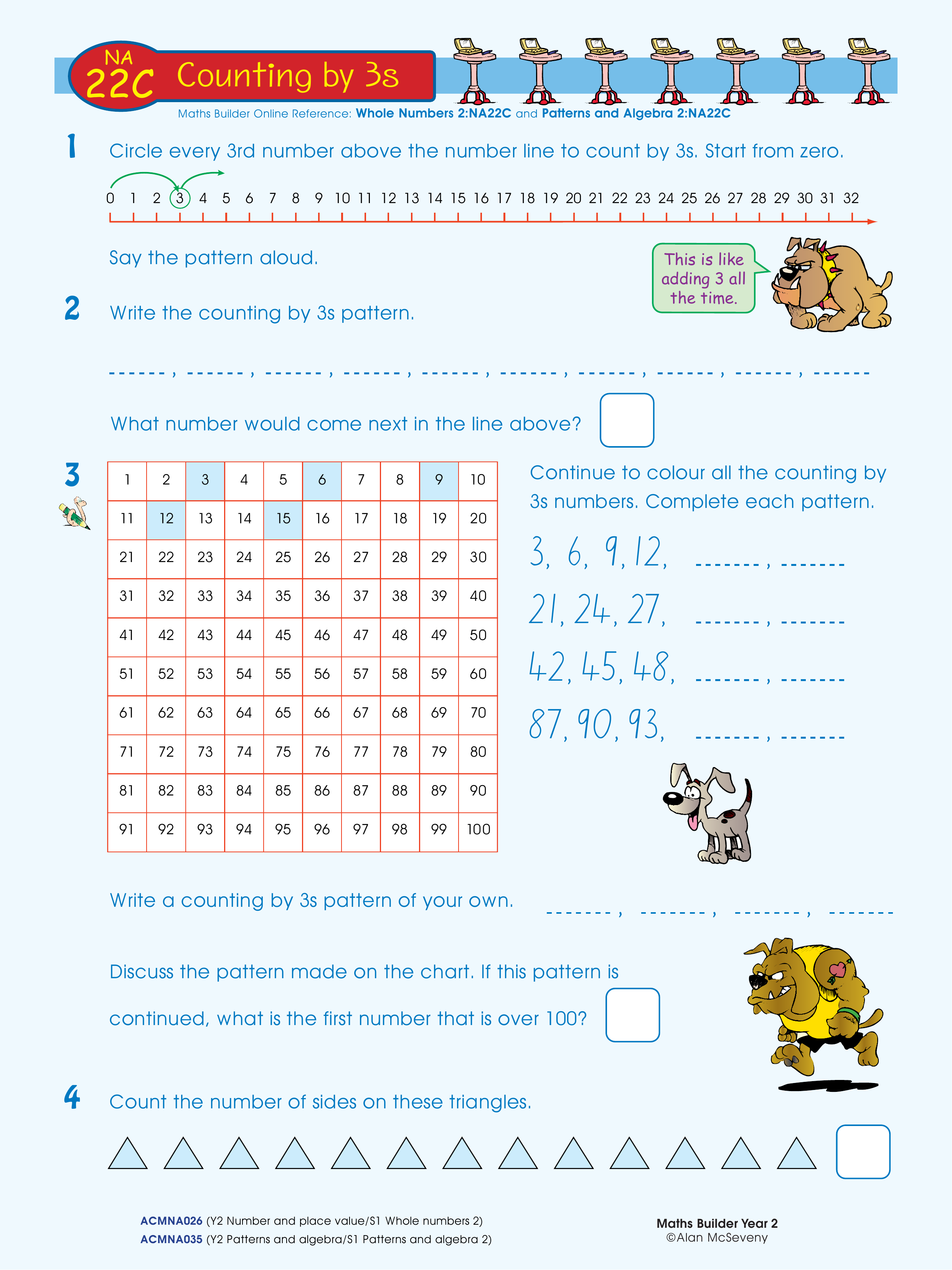 Counting by 3s — worksheet preview
