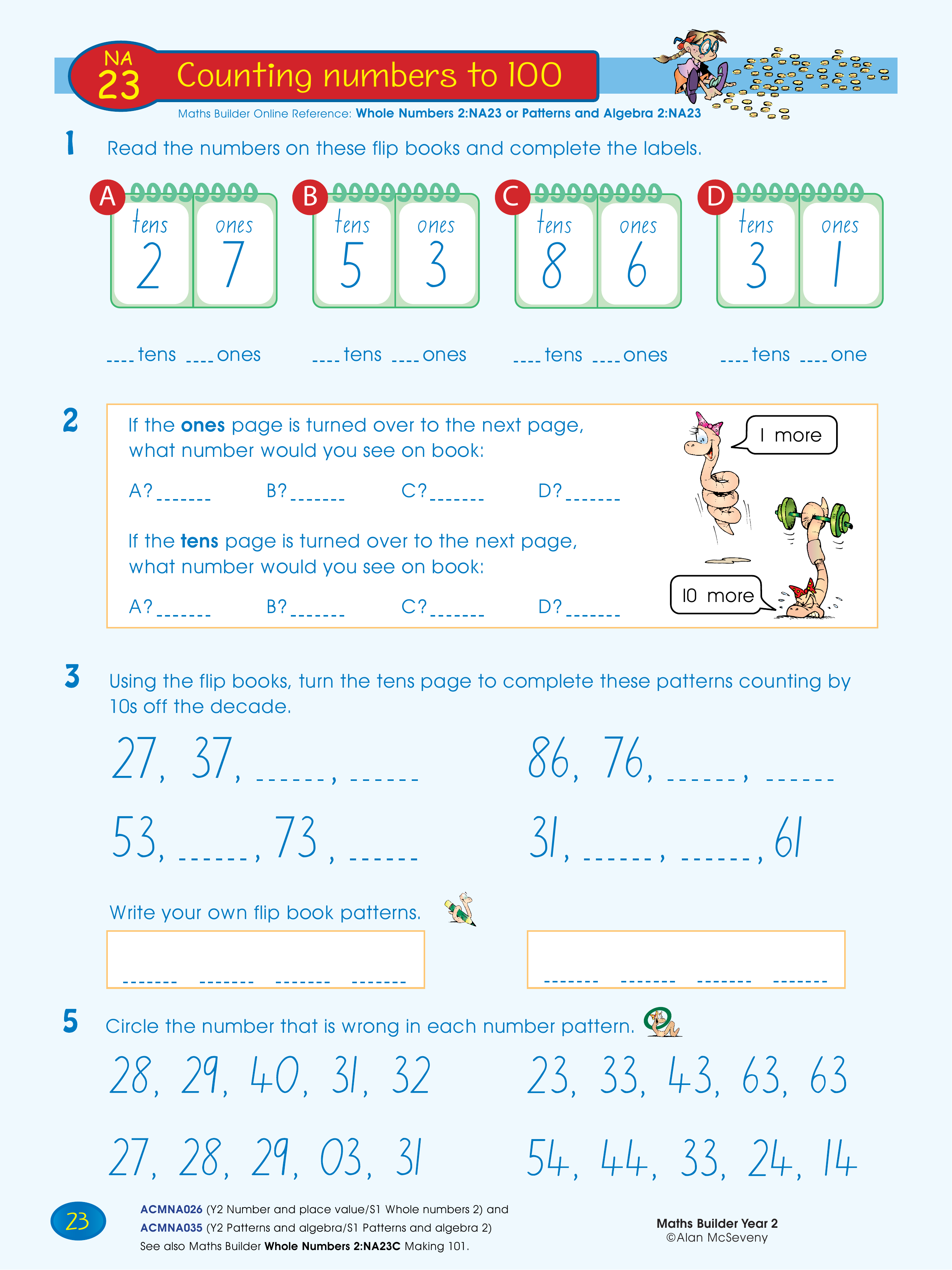 Counting numbers to 100 — worksheet preview