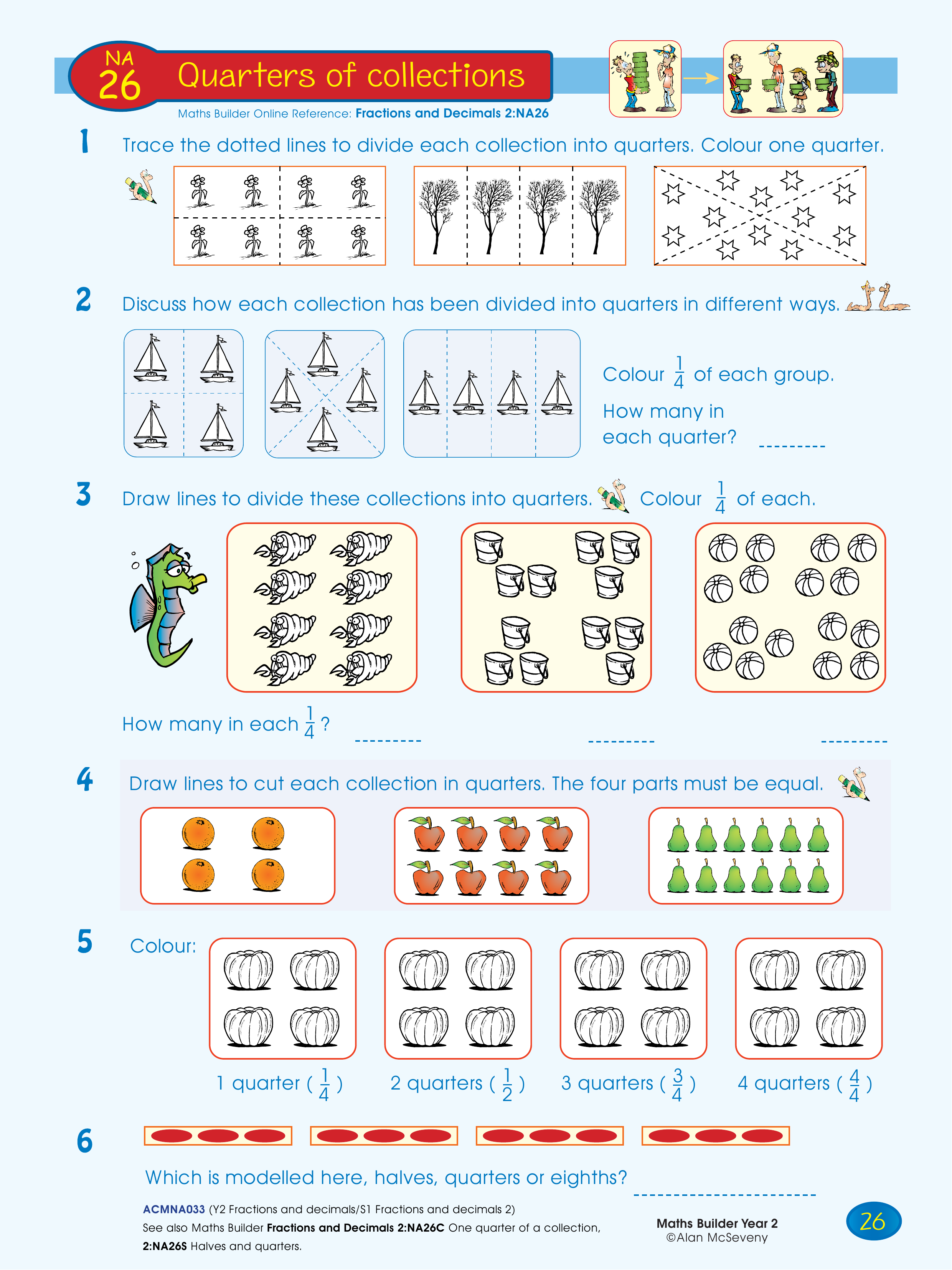 Quarters of collections — worksheet preview
