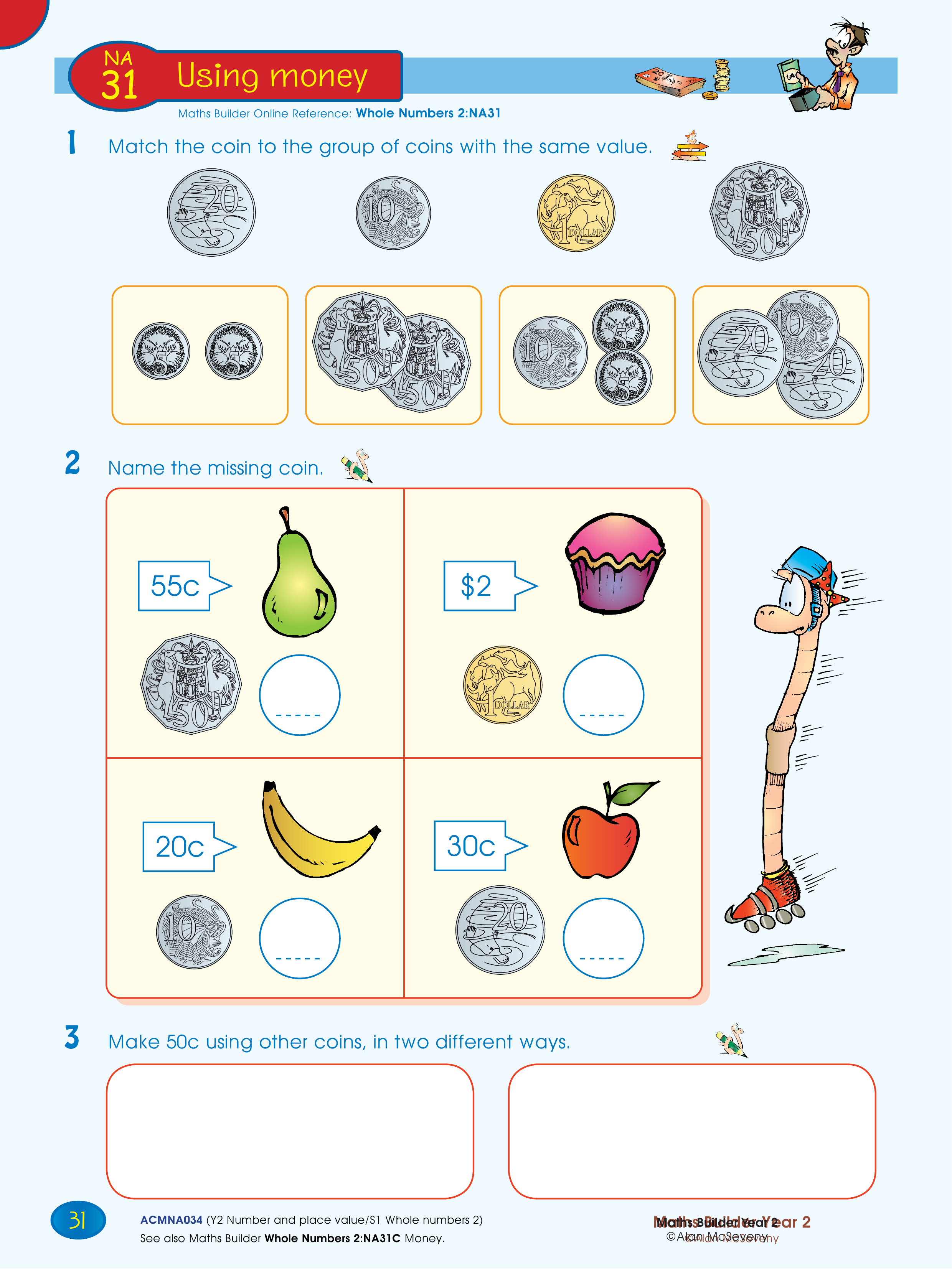 Using money — worksheet preview