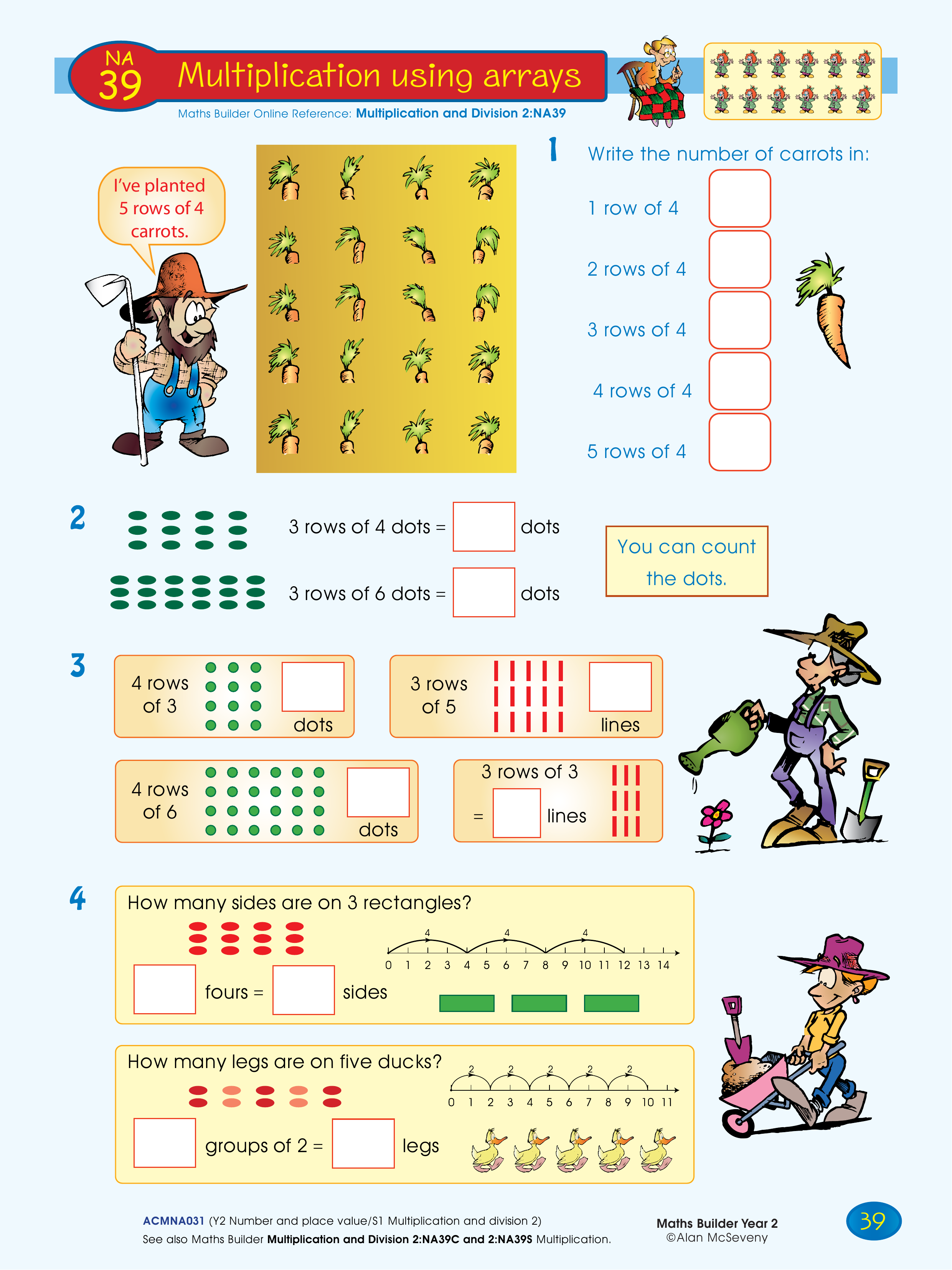 Multiplication using arrays — worksheet preview