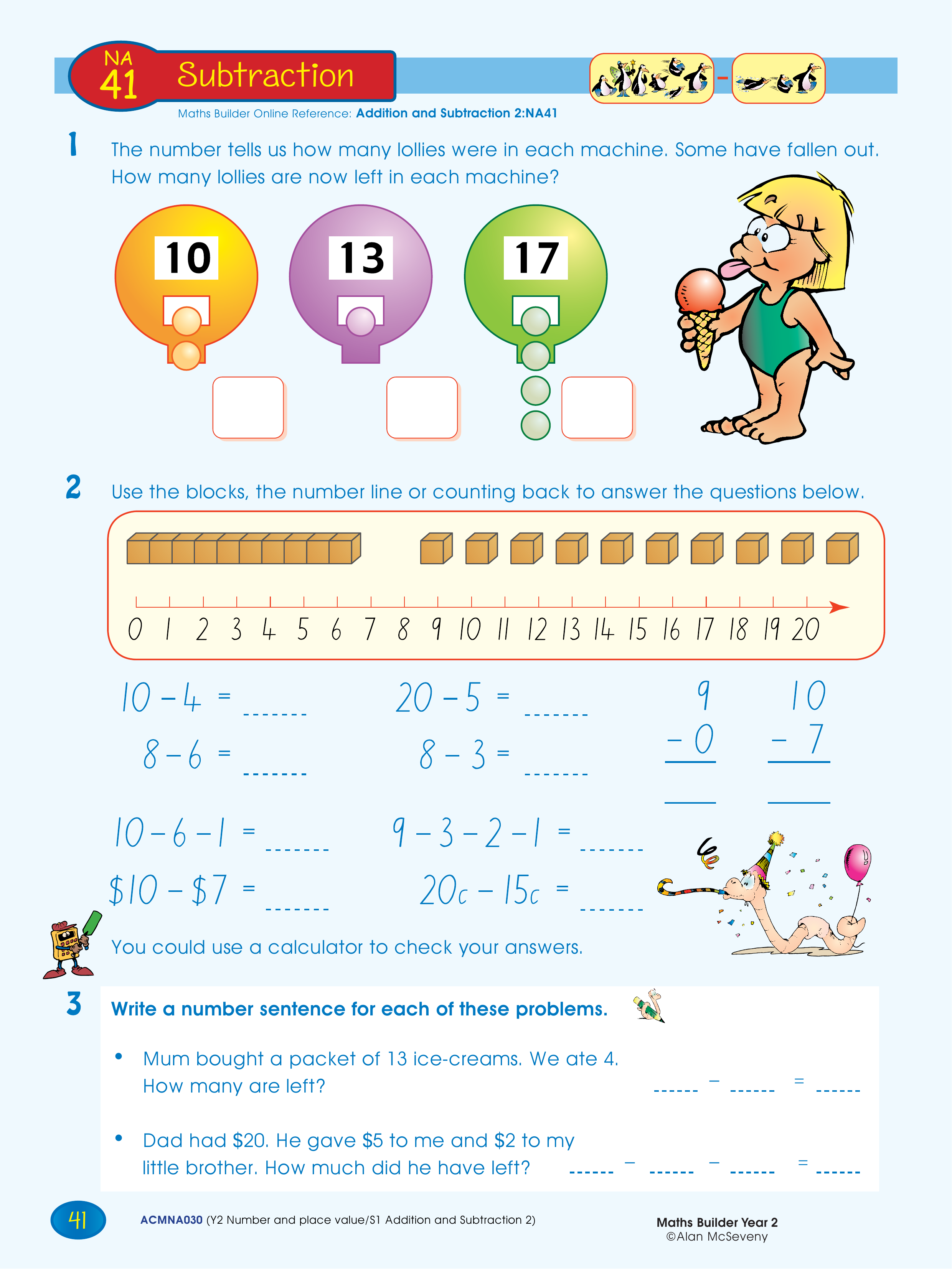 Subtraction — worksheet preview