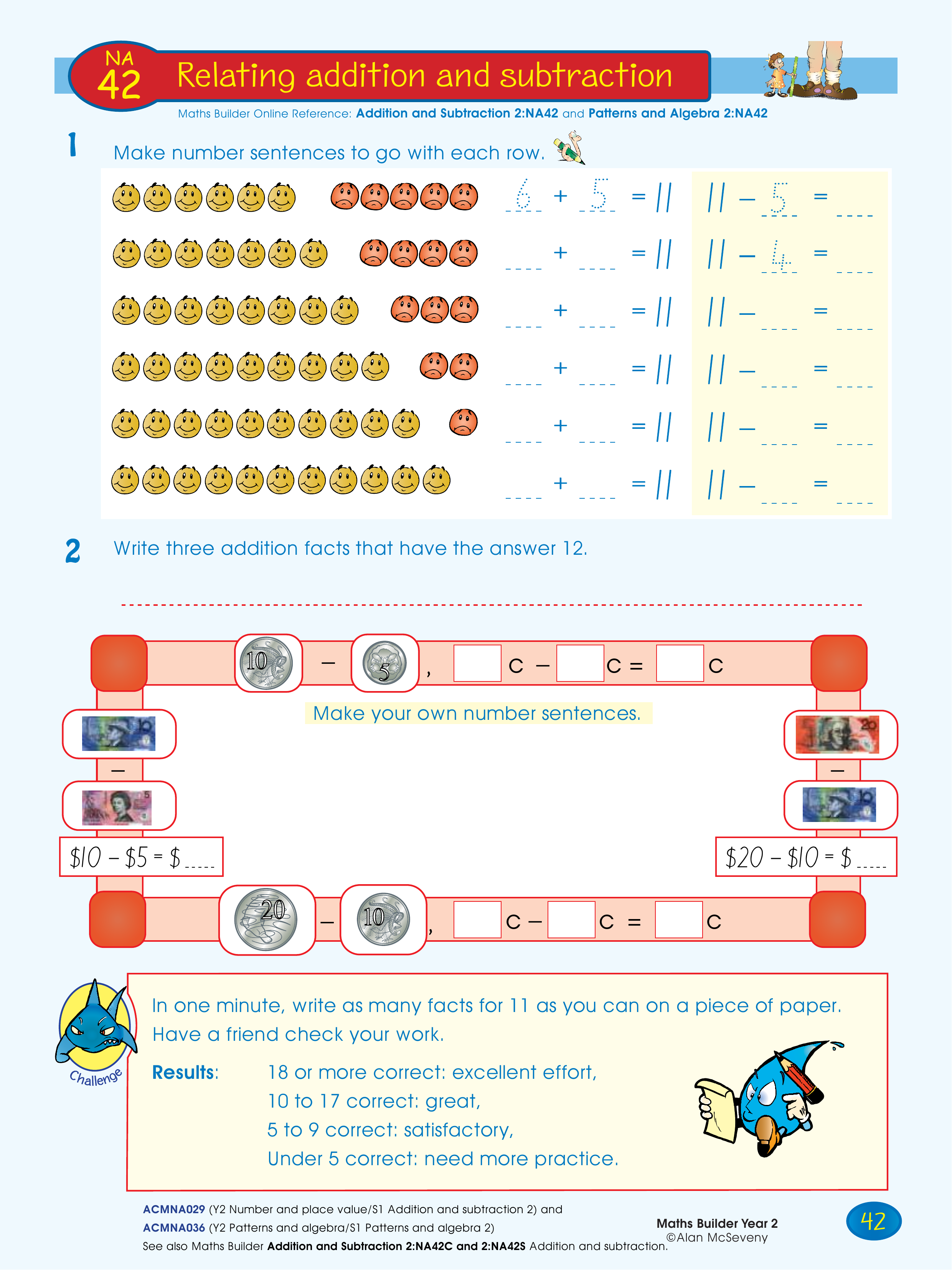 Relating addition and subtraction — worksheet preview
