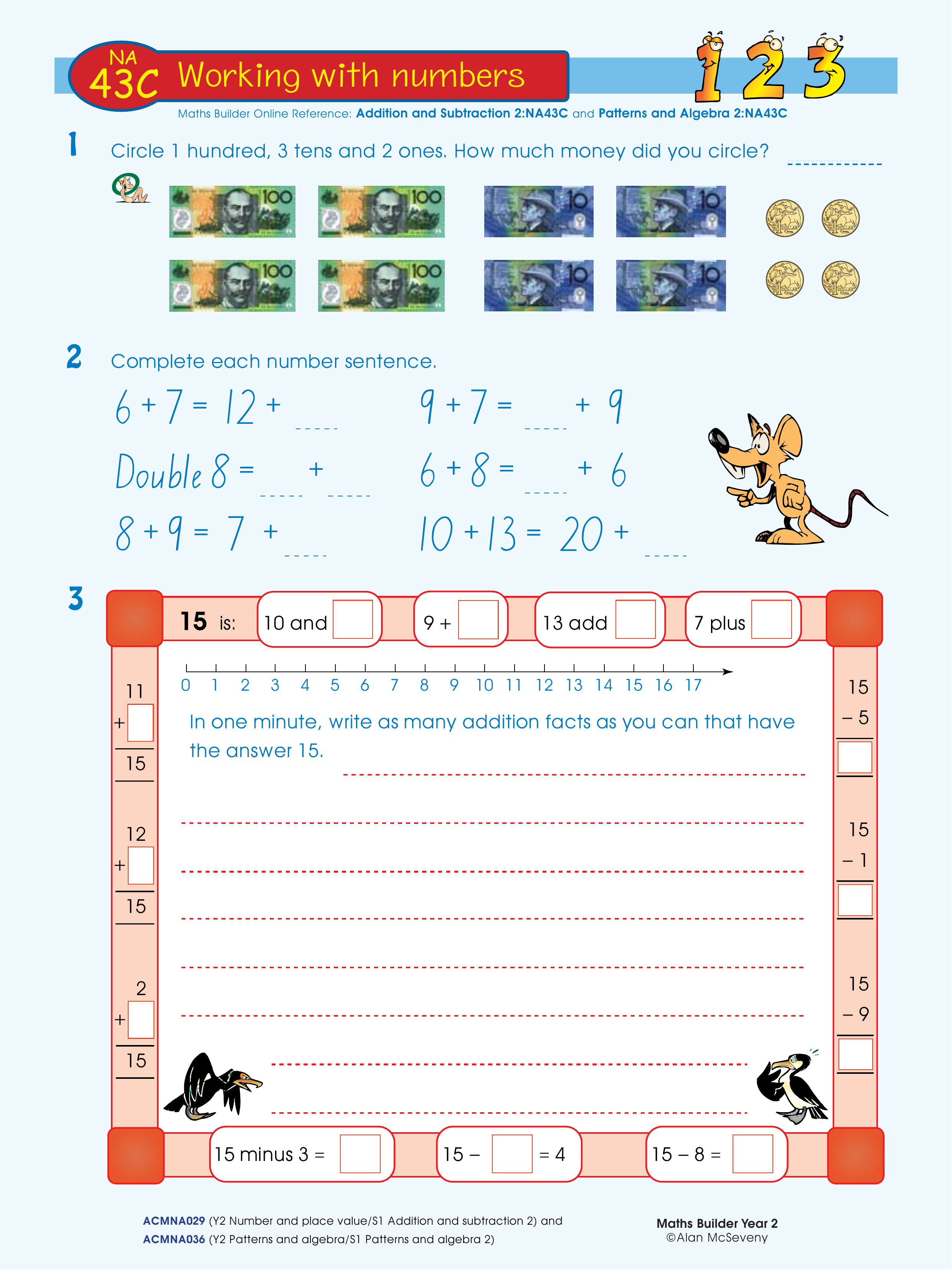 Working with numbers — worksheet preview