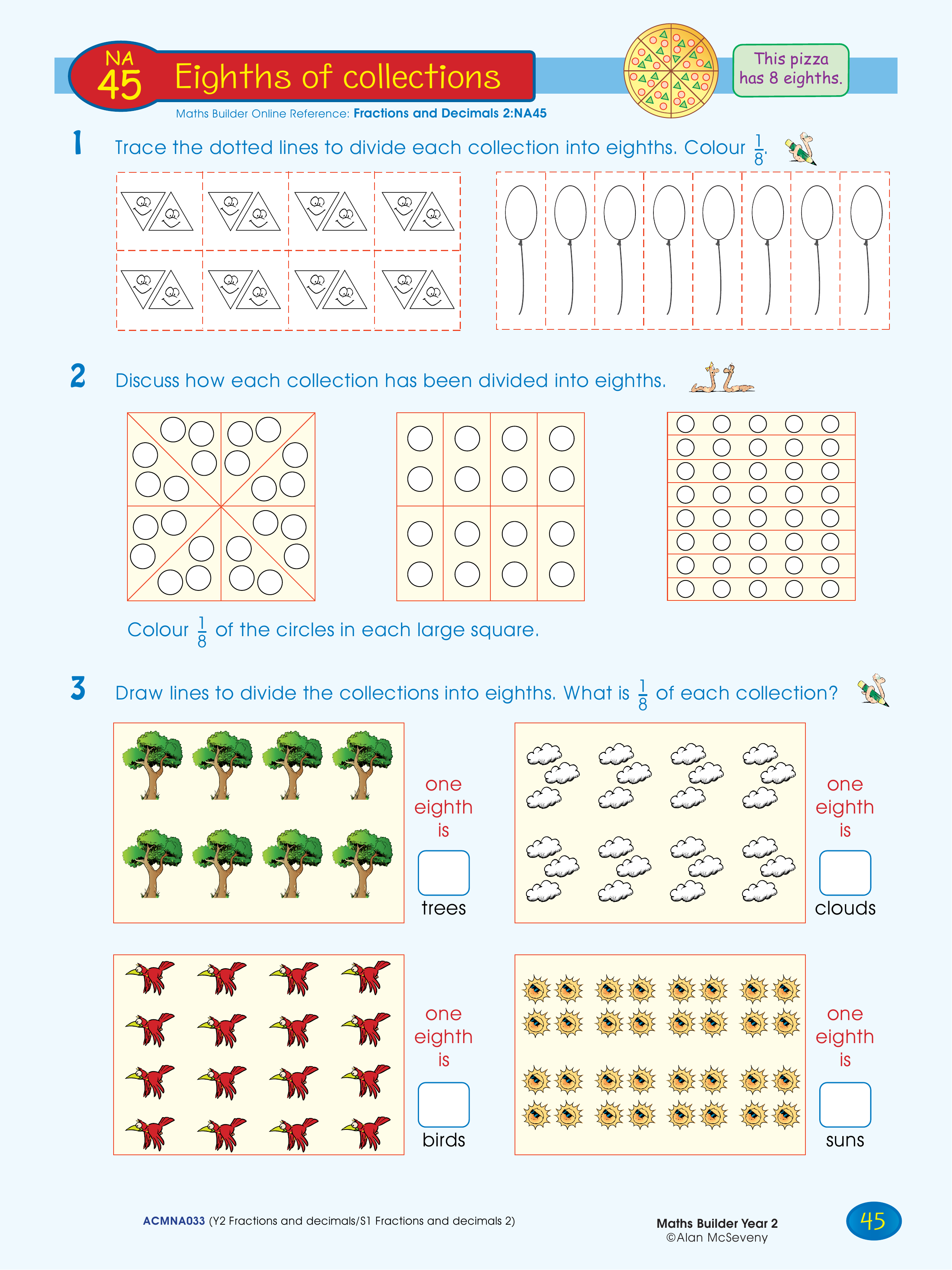 Eighths of collections — worksheet preview