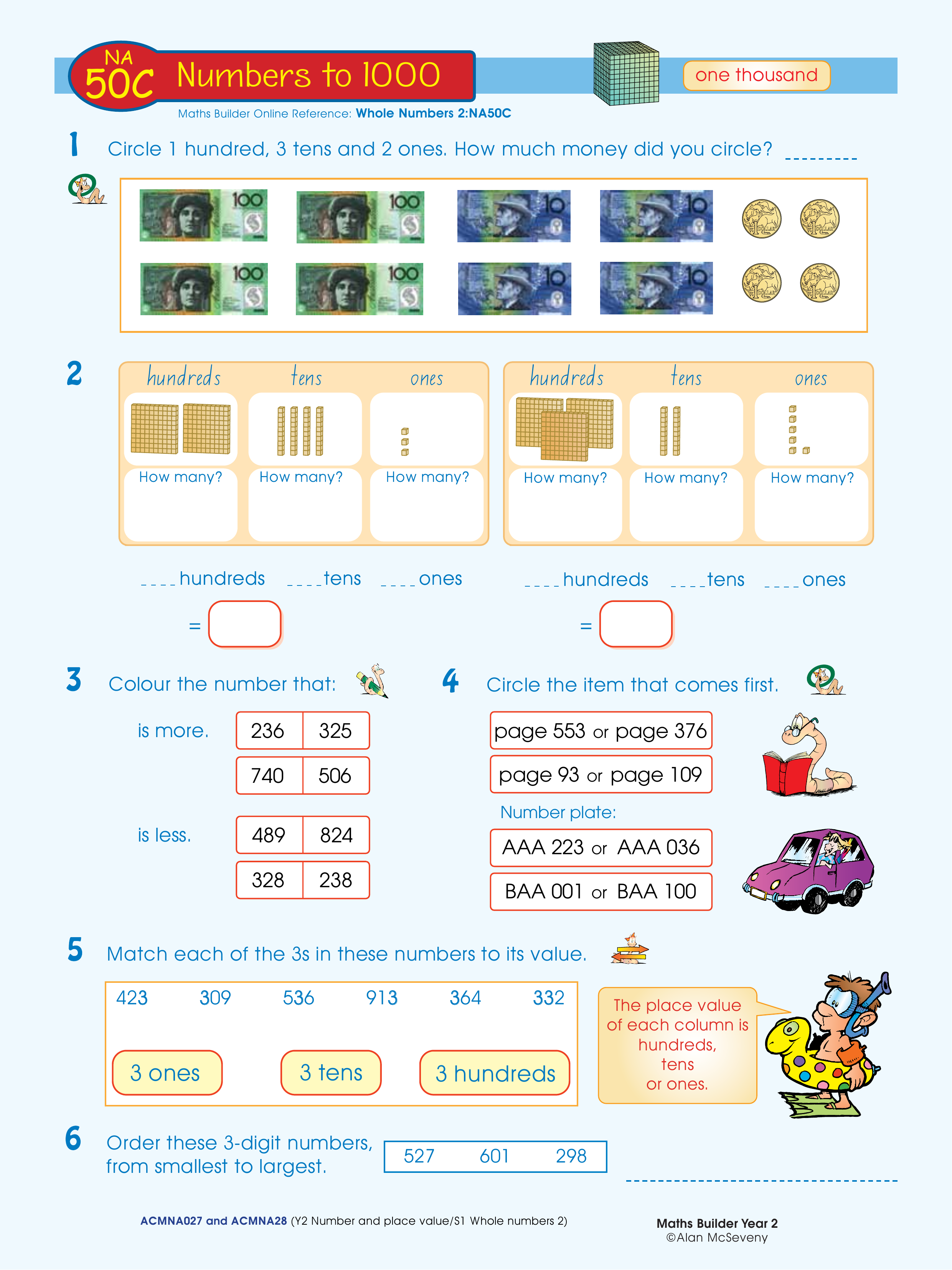 Numbers to 1000 — worksheet preview