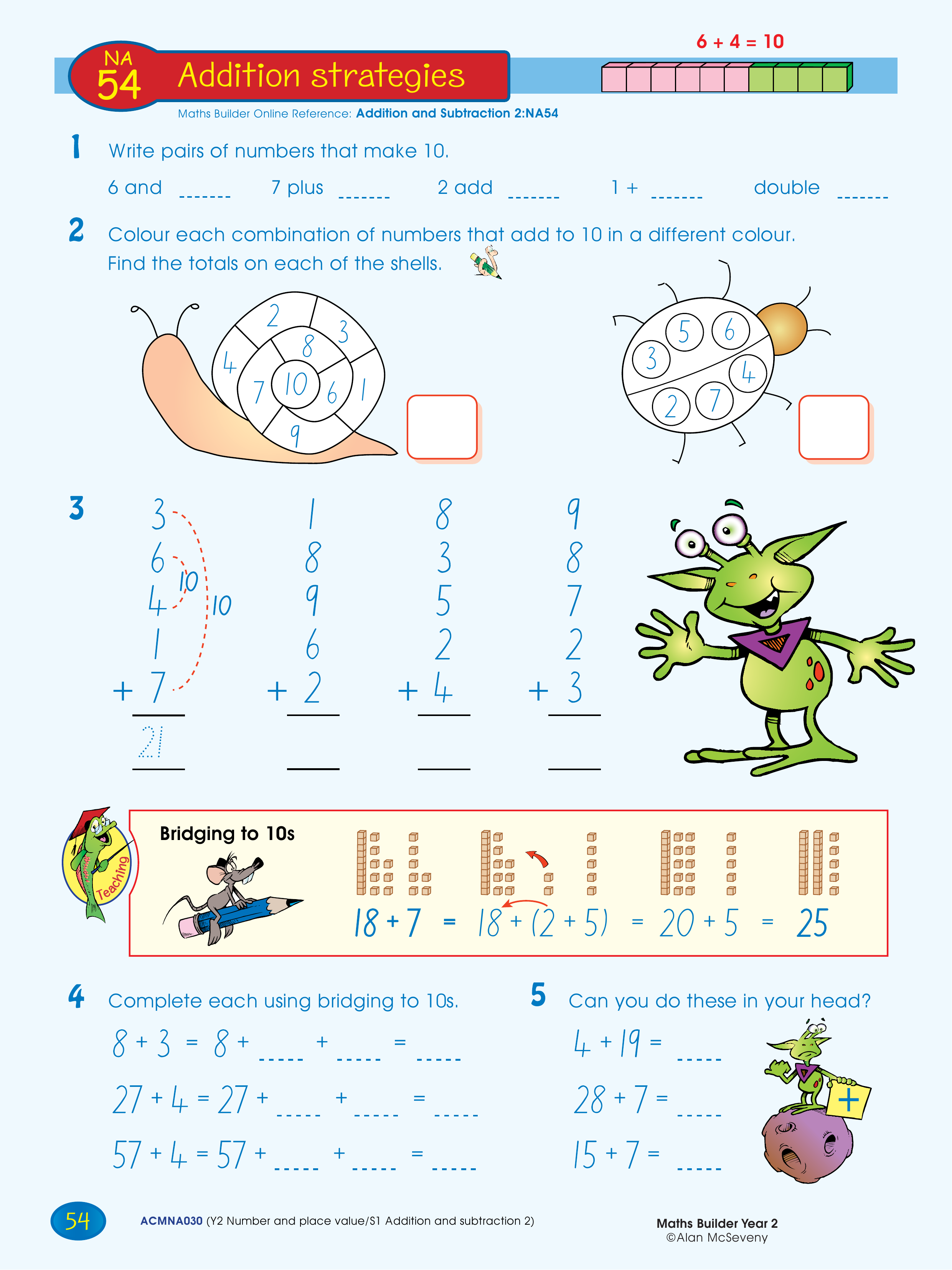 Addition strategies — worksheet preview