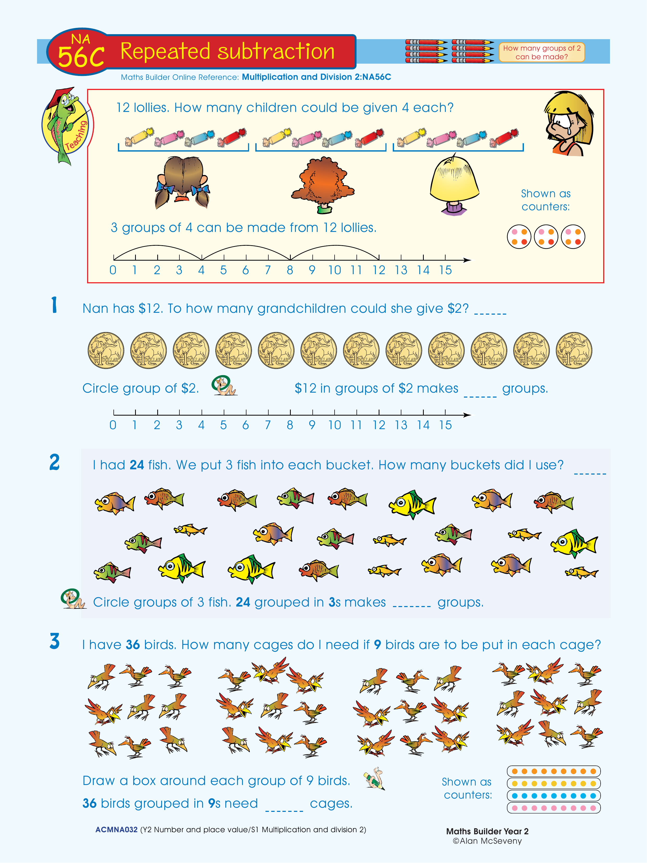 Repeated subtraction — worksheet preview