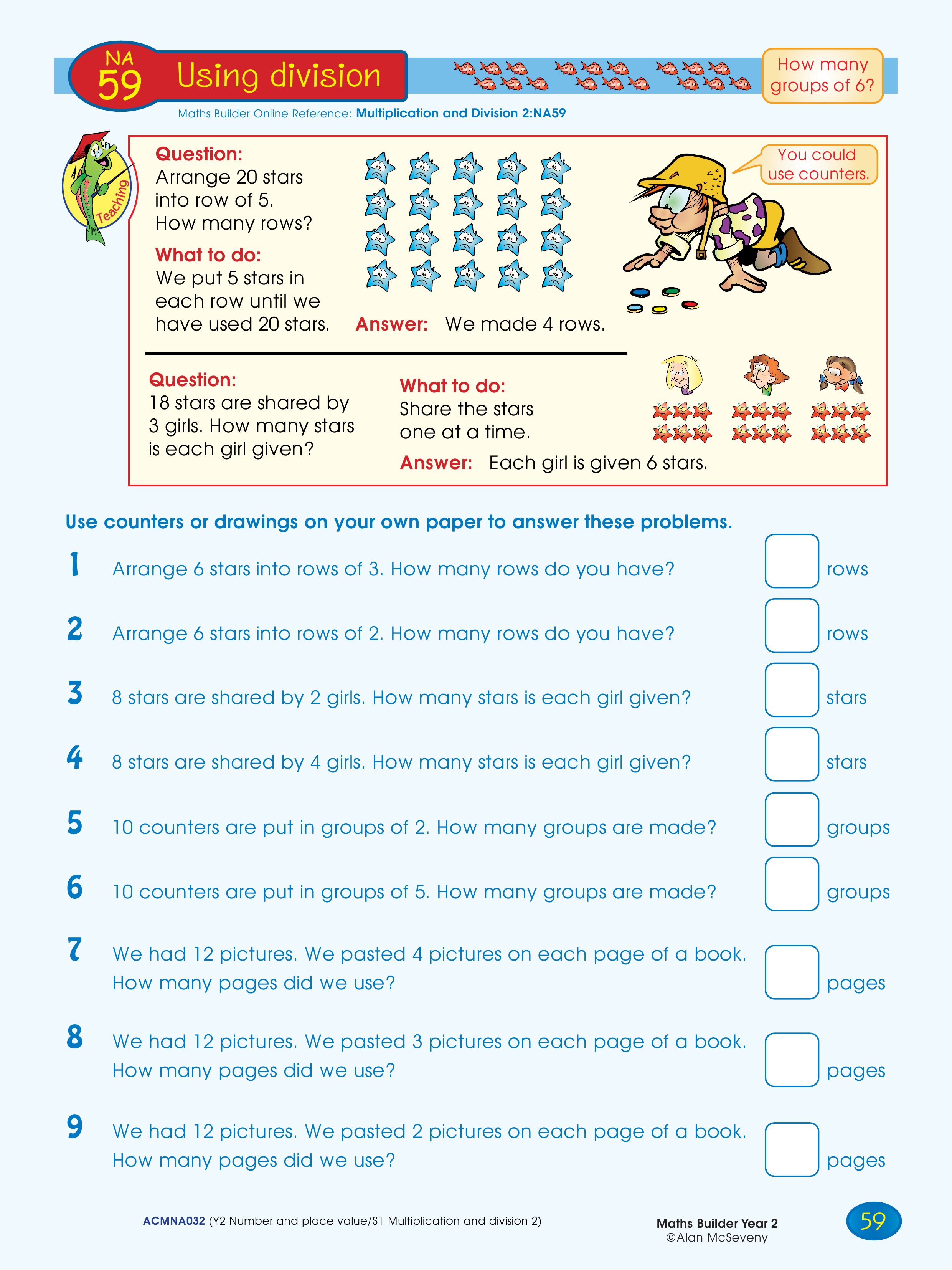 Using division — worksheet preview