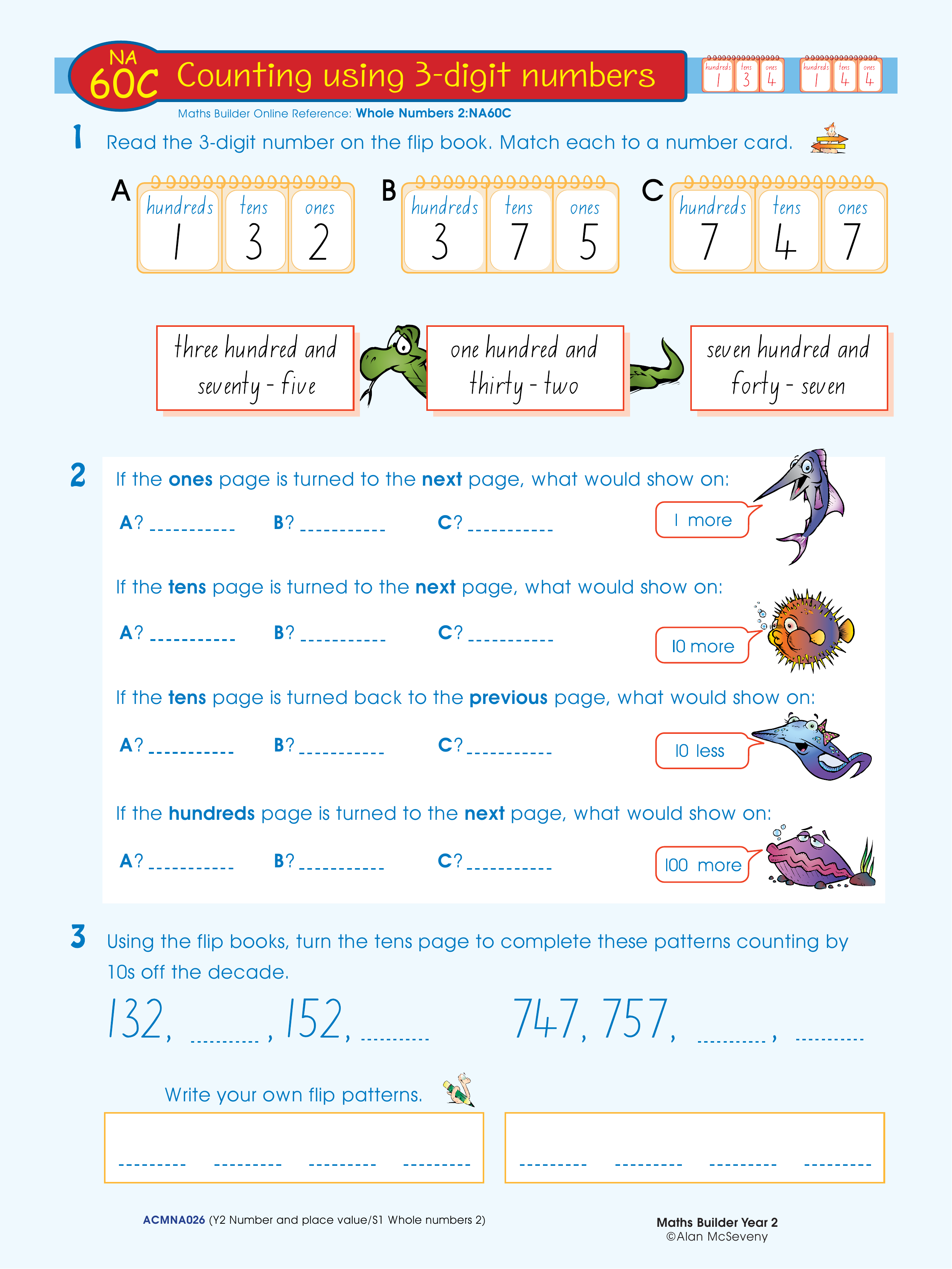 Counting using 3-digit numbers — worksheet preview