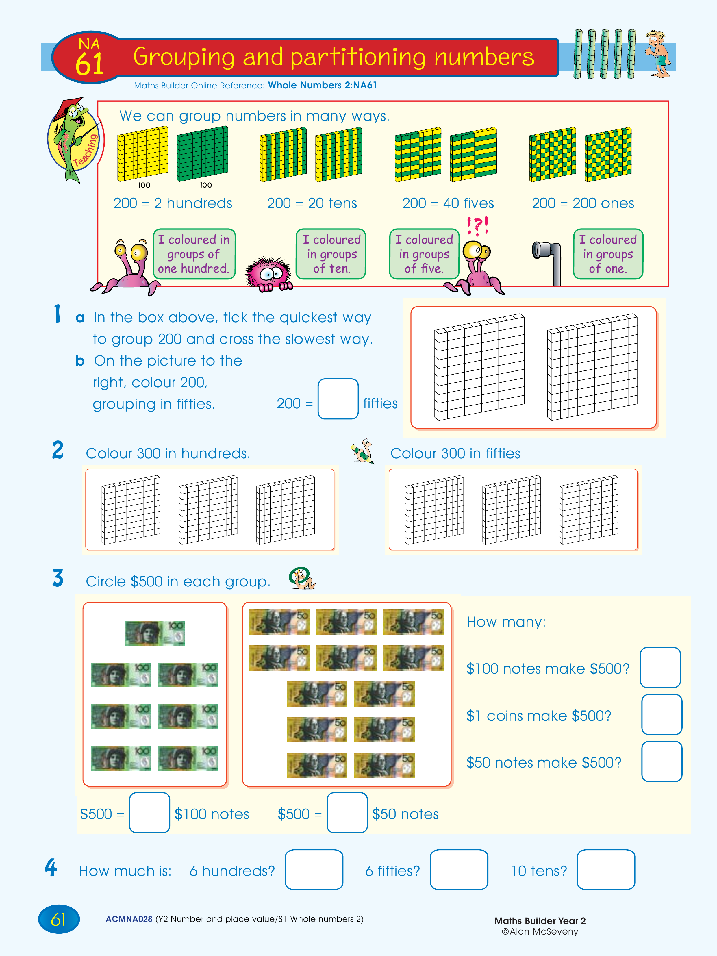 Grouping and partitioning numbers — worksheet preview