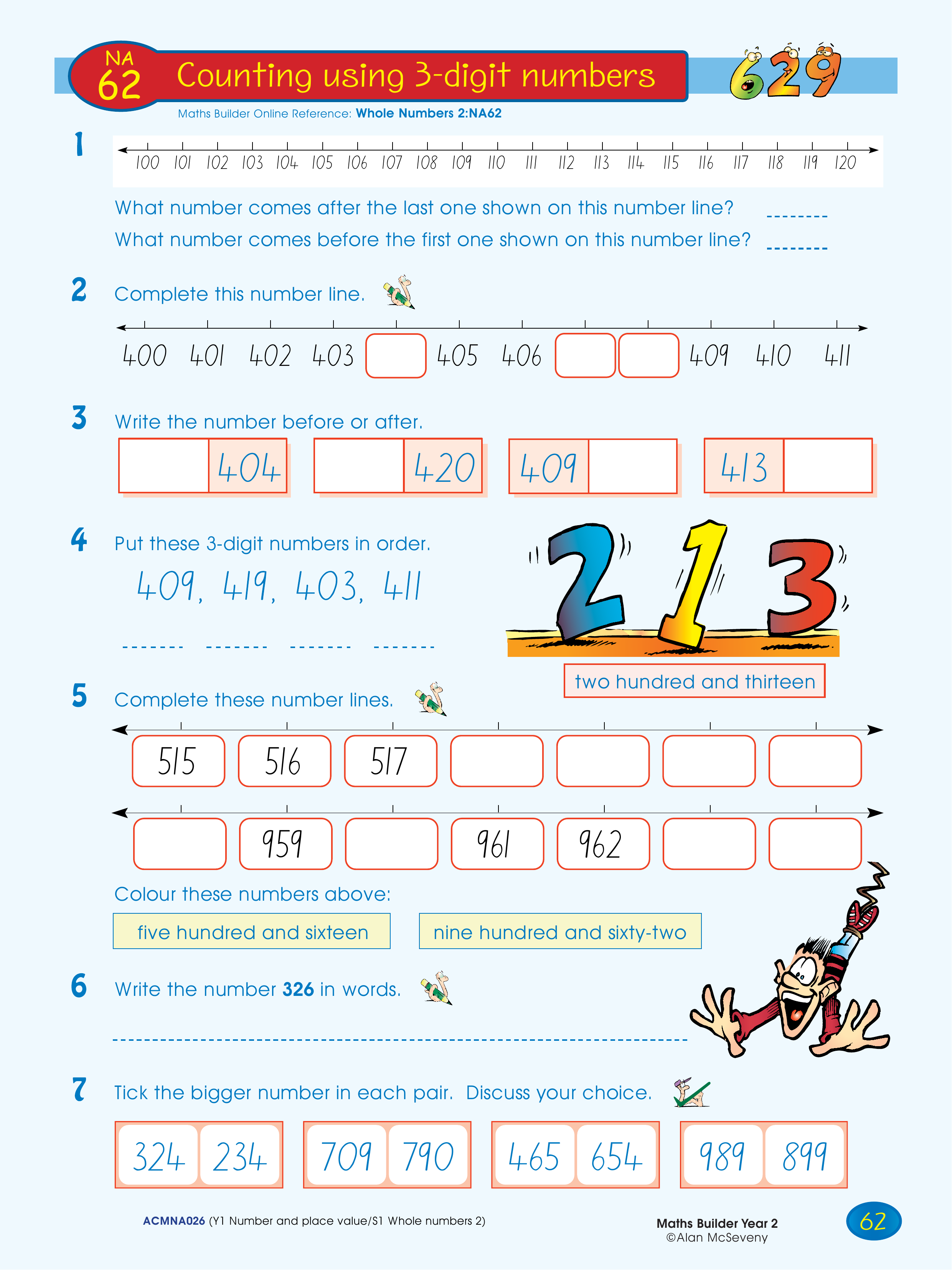 Counting using 3-digit numbers — worksheet preview