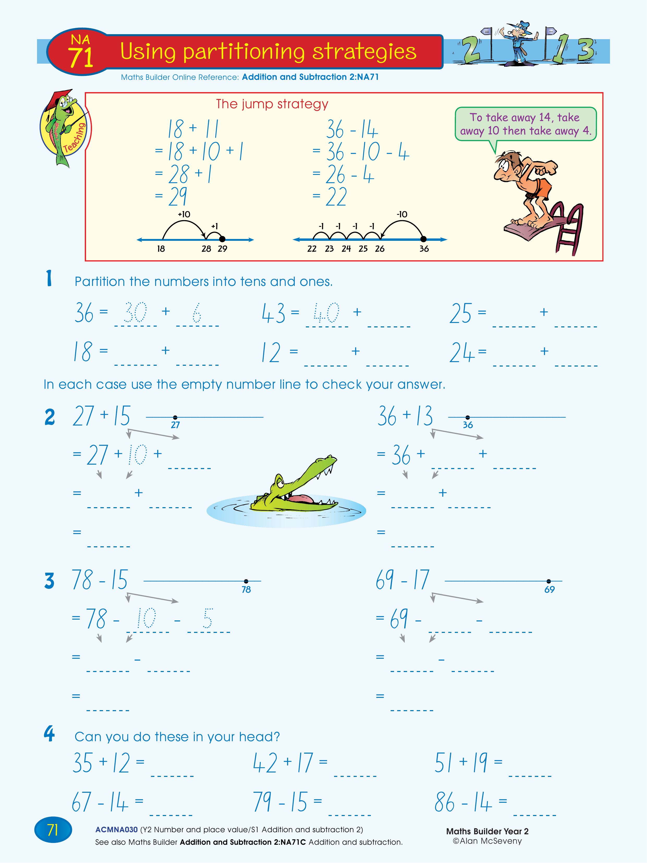 Using partitioning strategies — worksheet preview