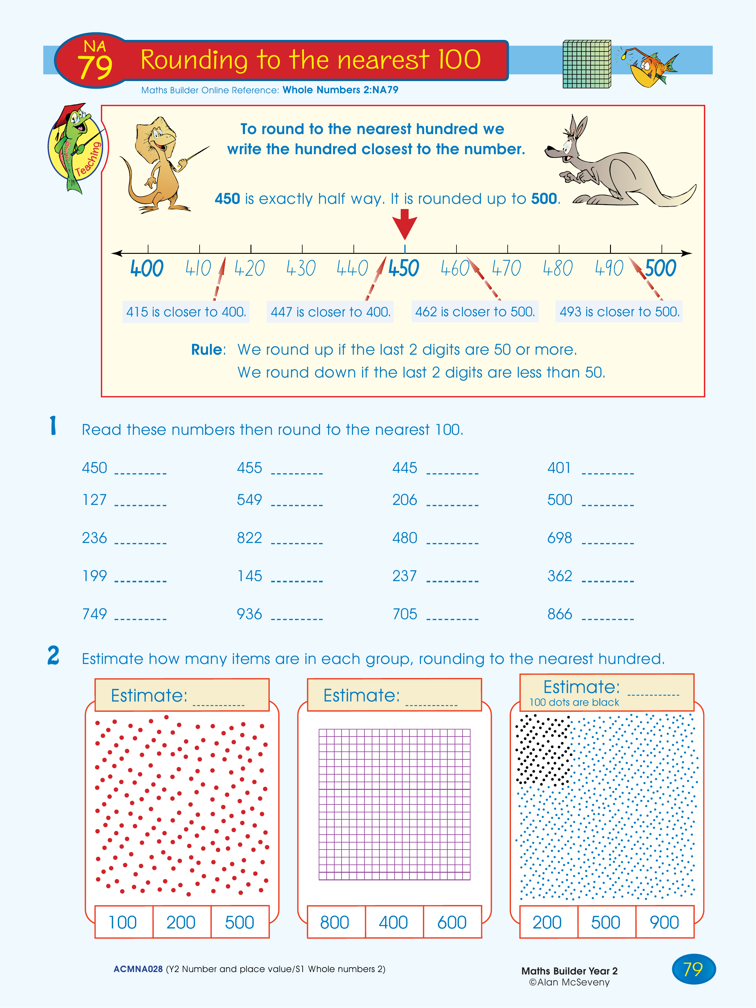 Rounding to the nearest 100 — worksheet preview