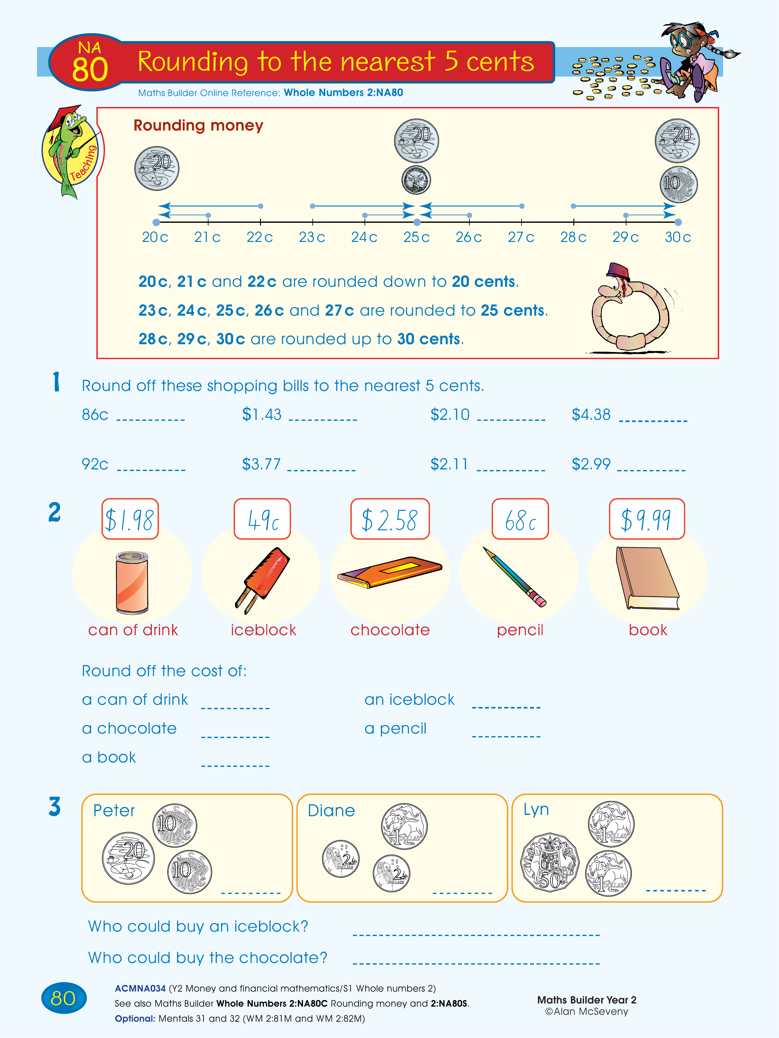 Rounding to the nearest 5 cents — worksheet preview