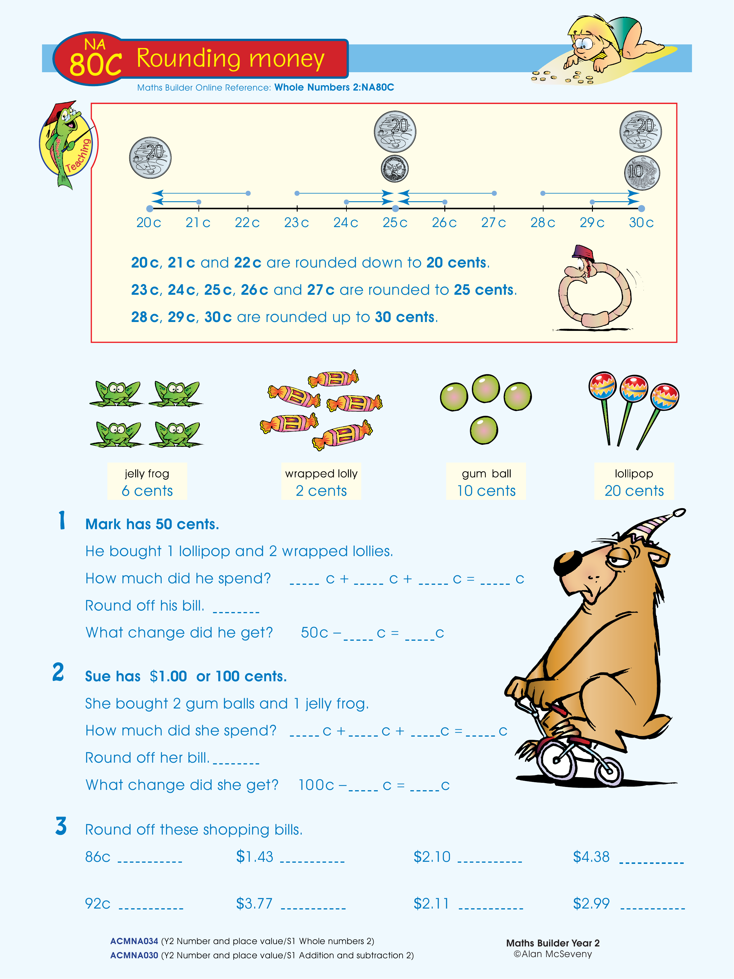 Rounding money — worksheet preview
