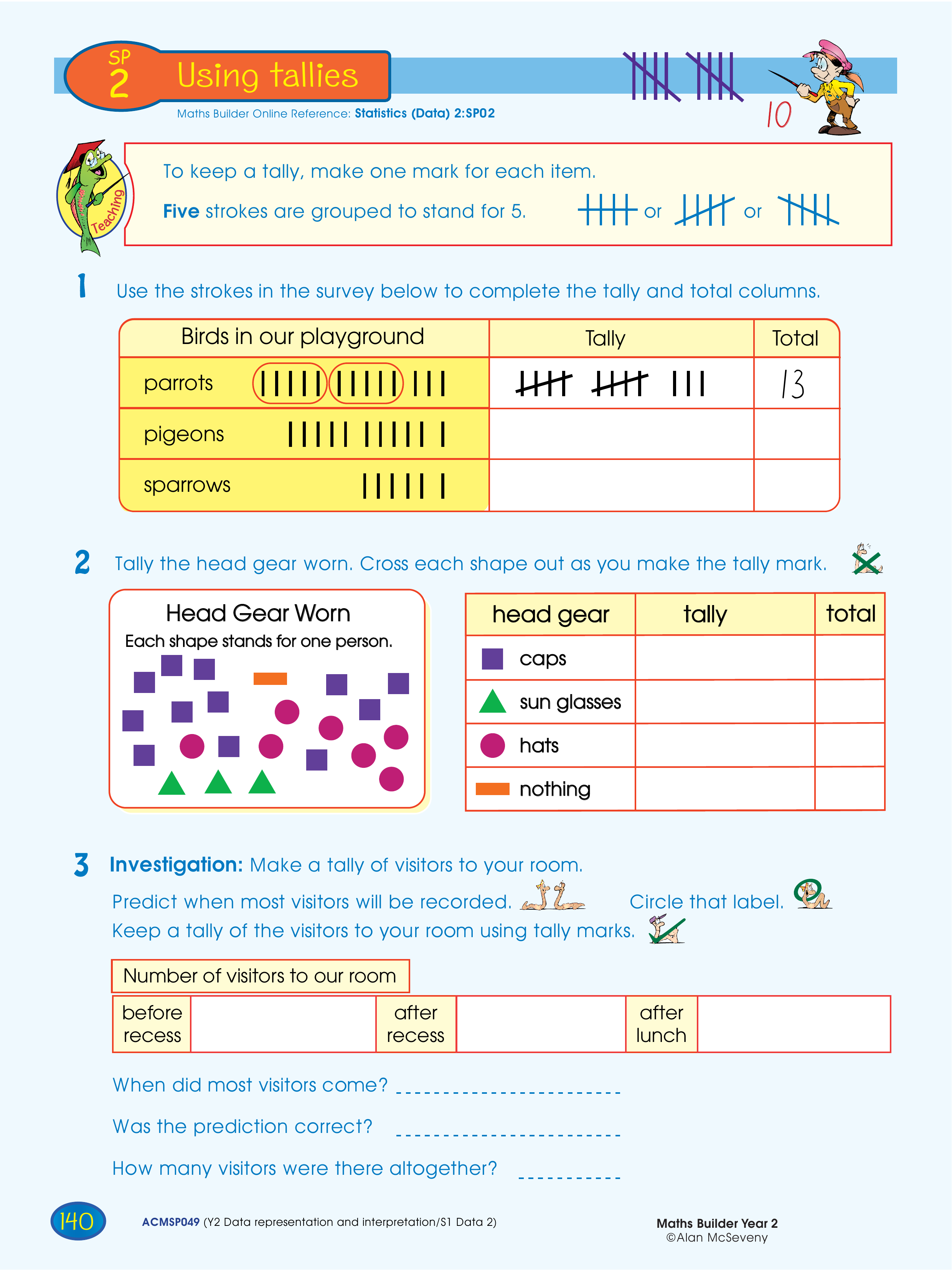 Using tallies — worksheet preview