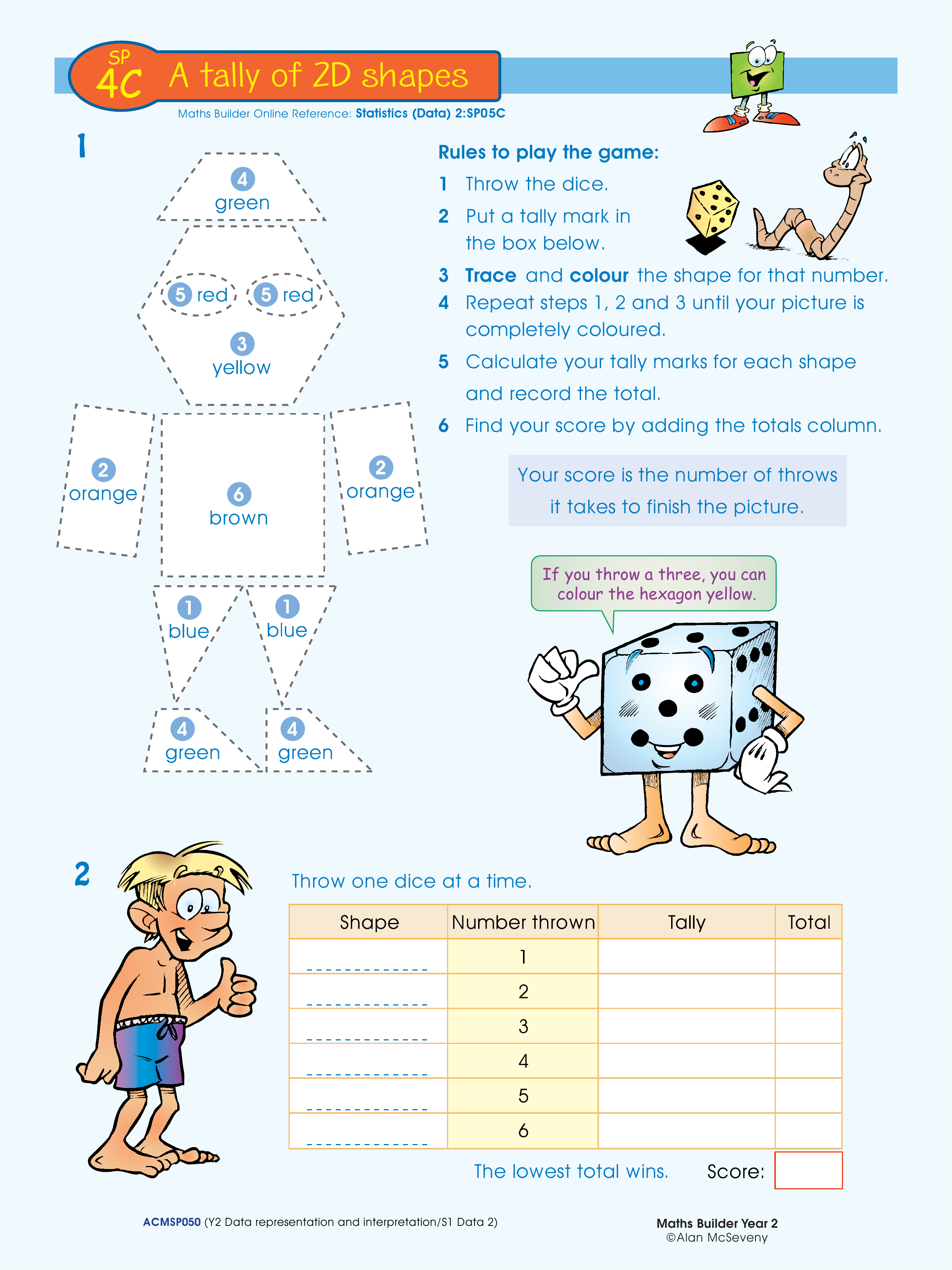 A tally of 2D shapes — worksheet preview