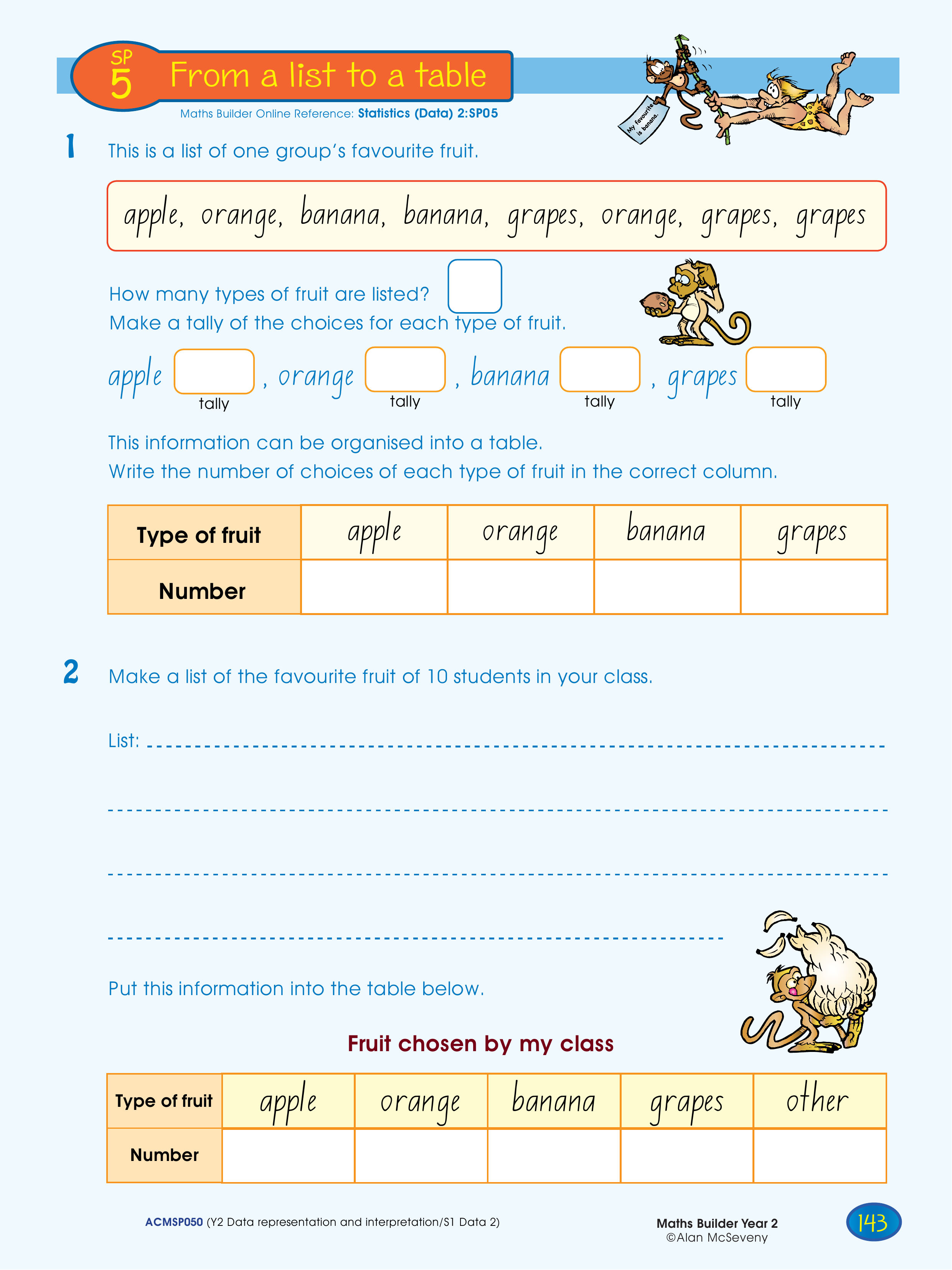 From a list to a table — worksheet preview