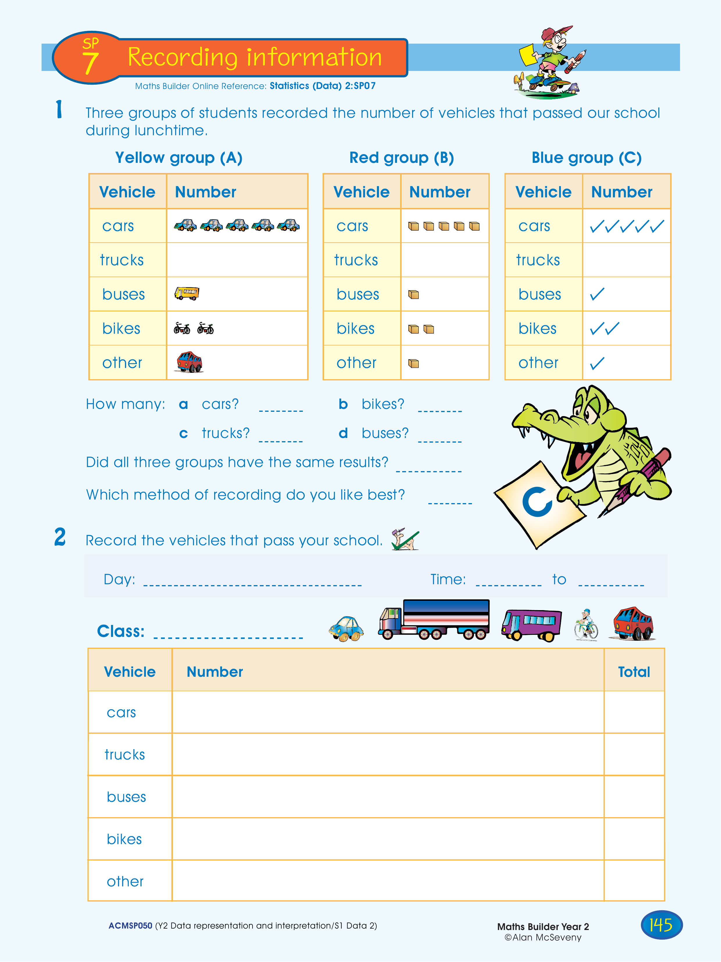 Recording information — worksheet preview