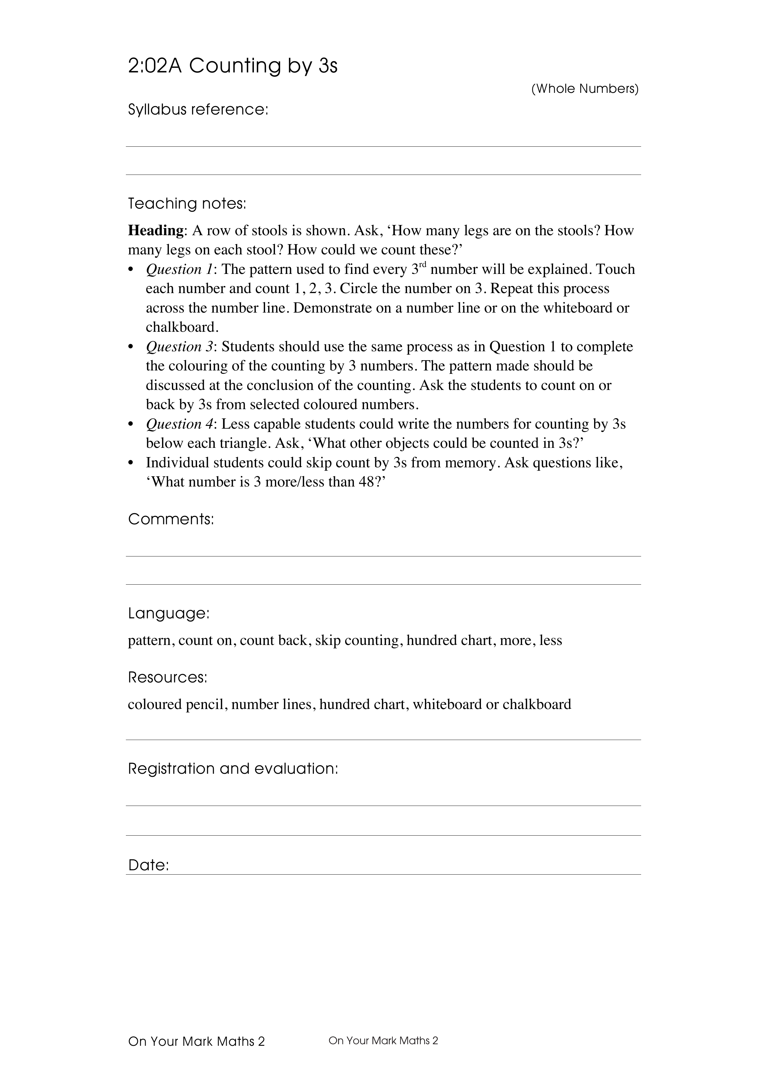 Counting by 3s — worksheet preview