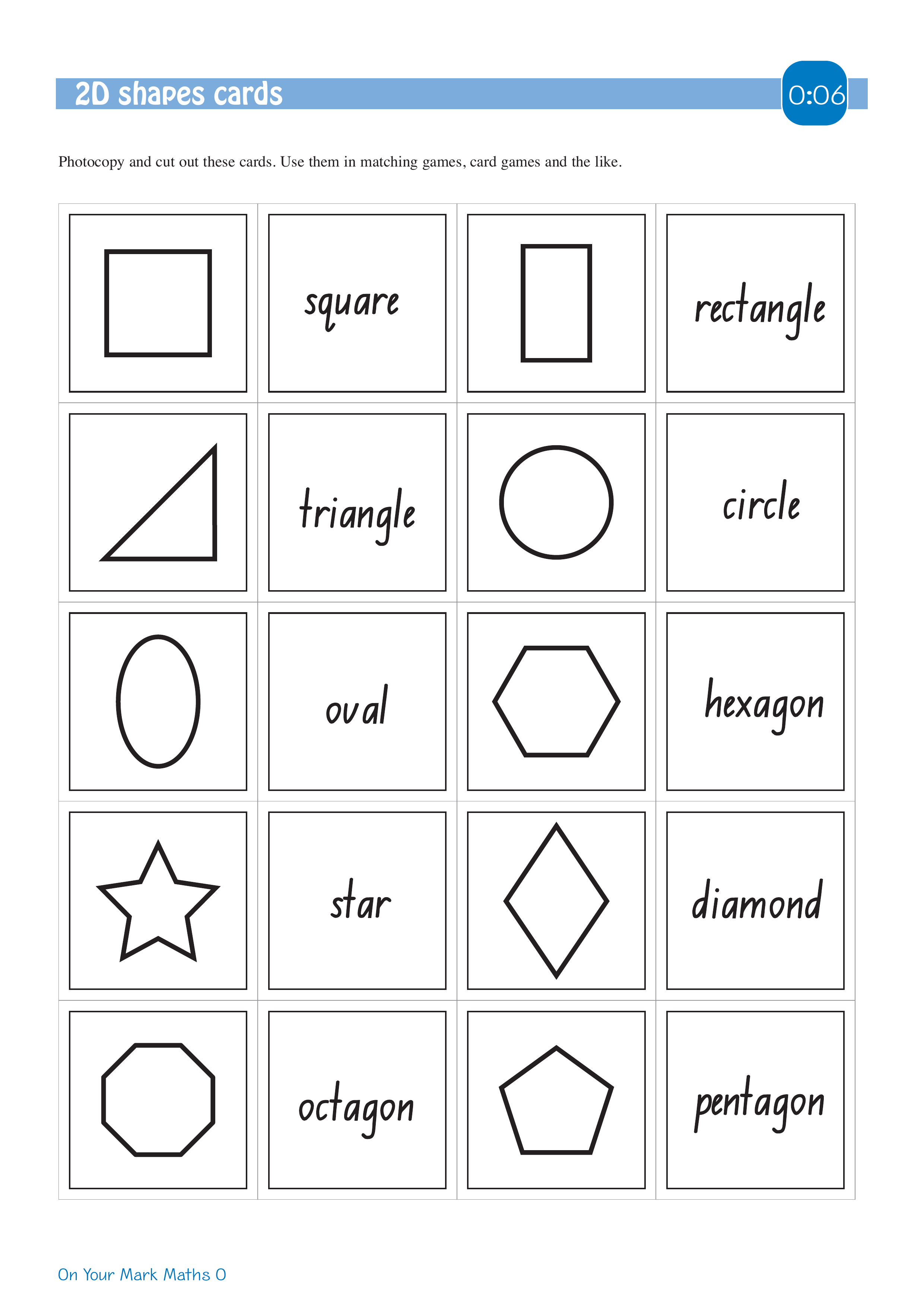 2D shapes cards — worksheet preview
