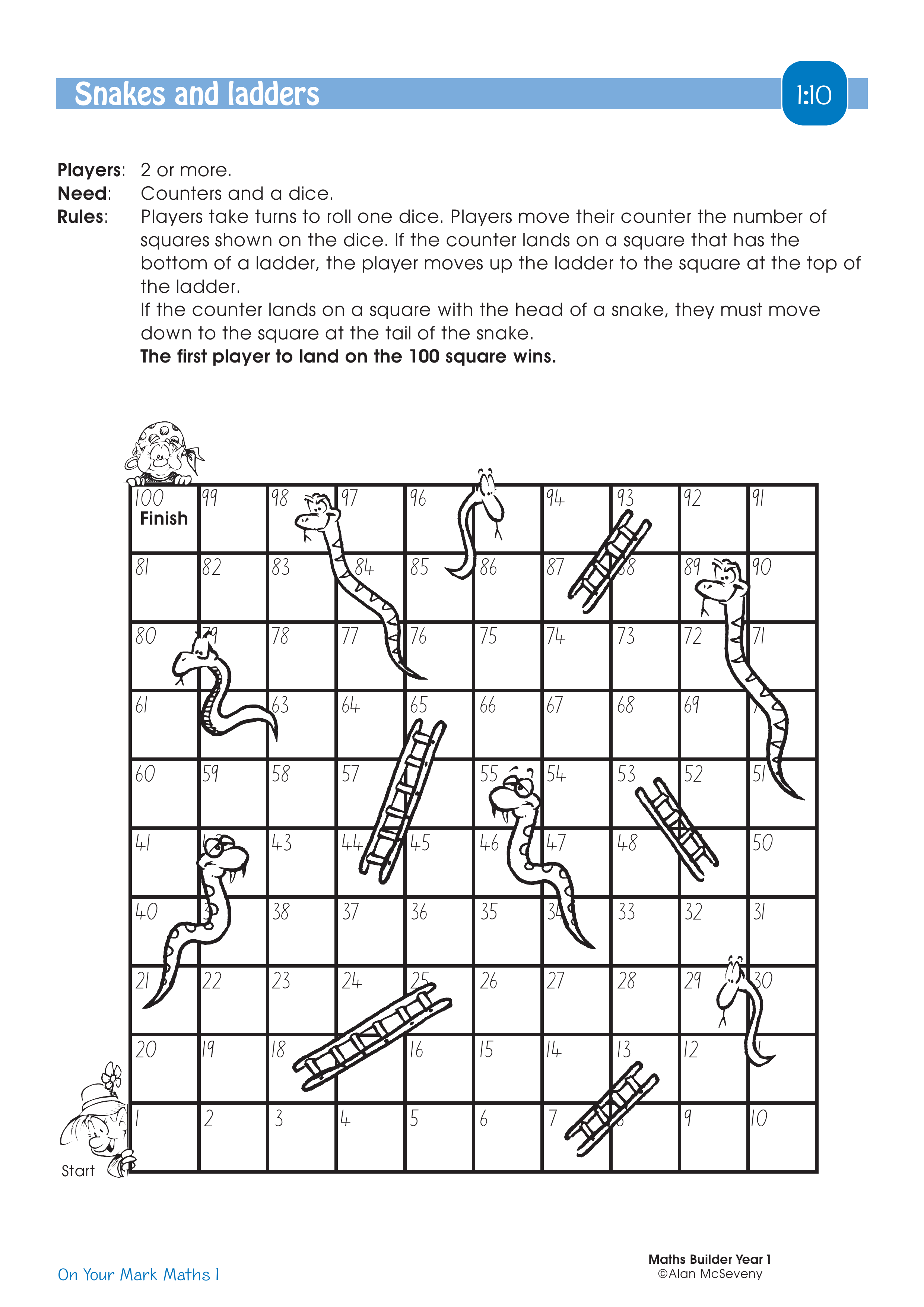 Snakes and ladders — worksheet preview