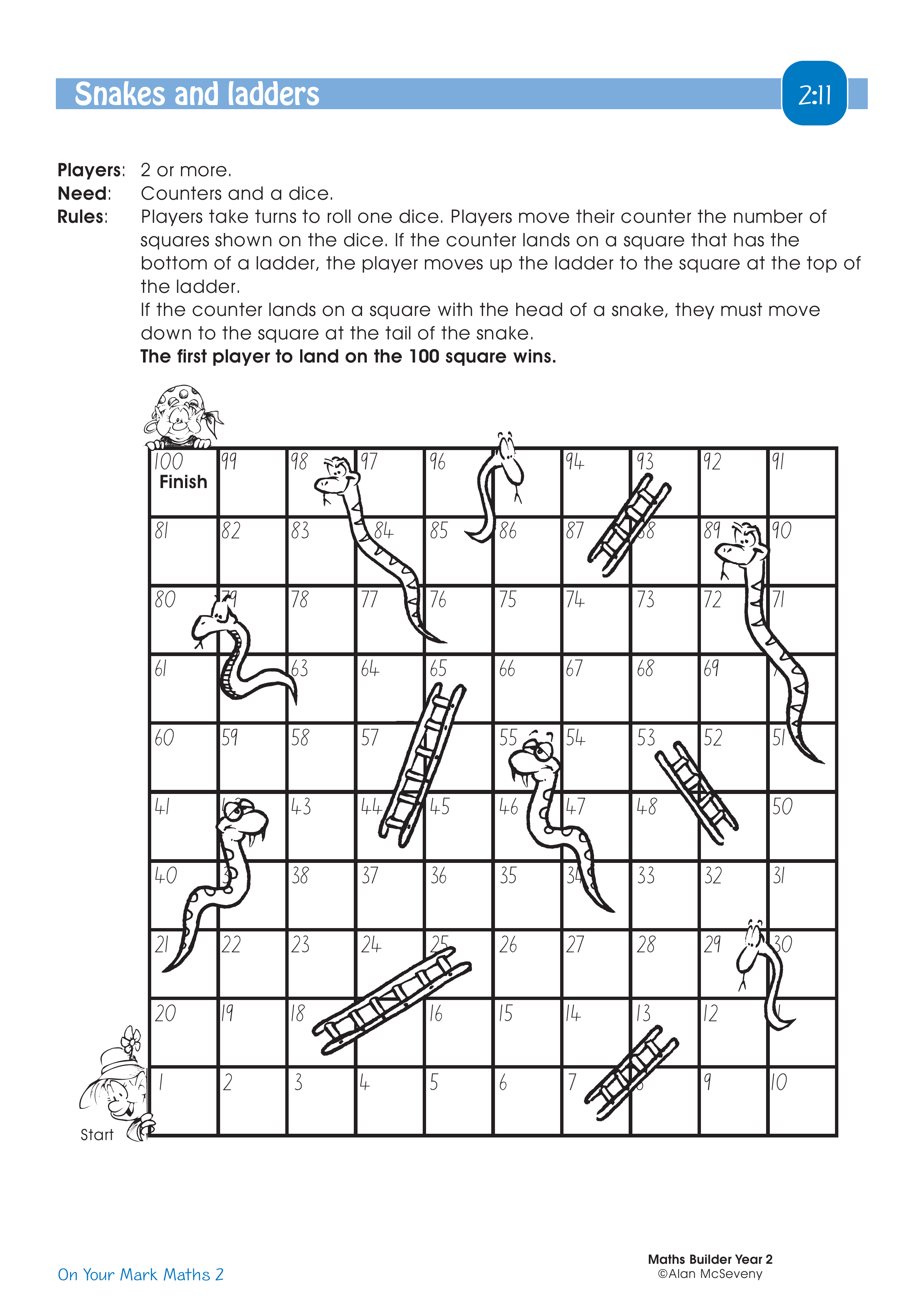 Snakes and ladders — worksheet preview